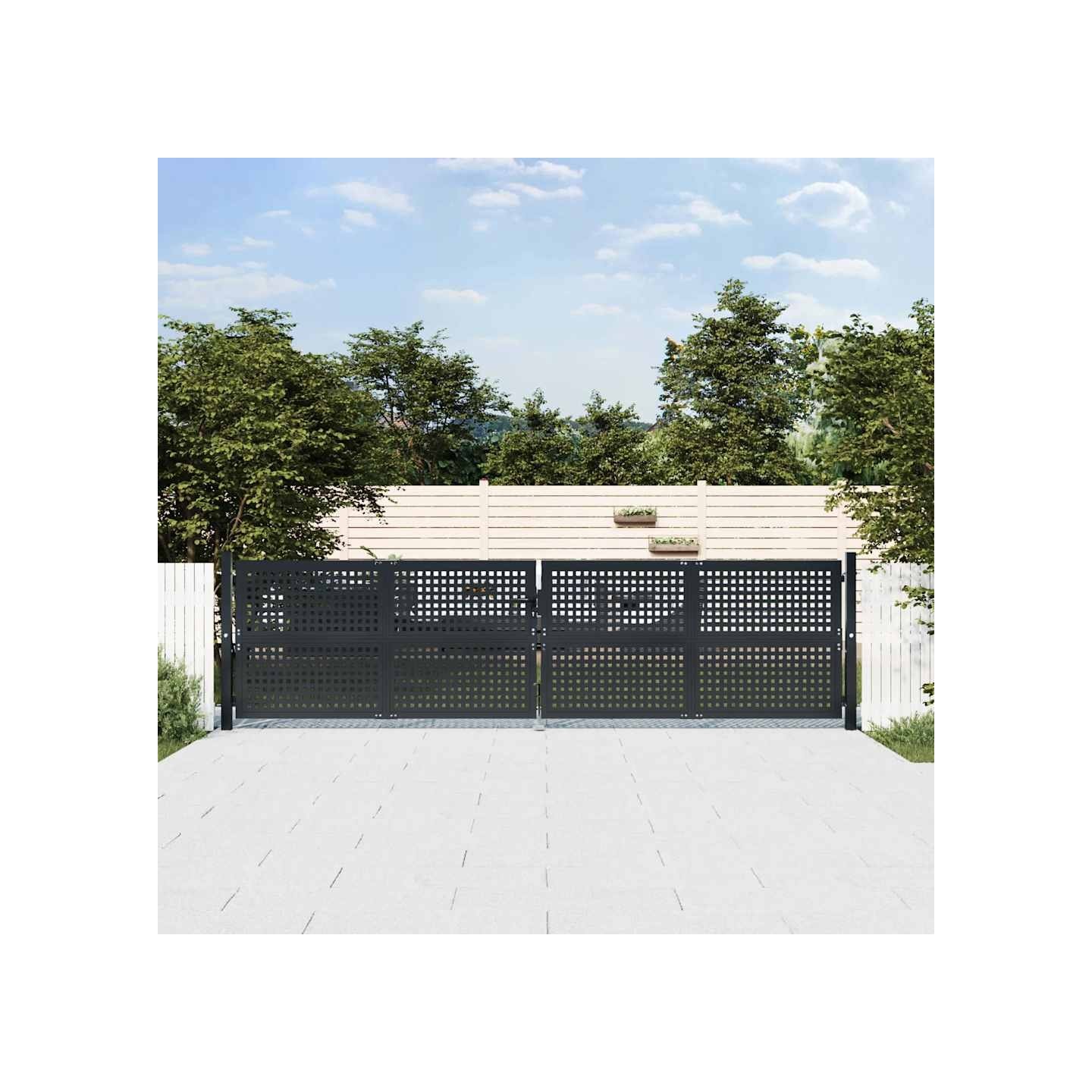 Portail de jardin Anthracite 400 x 75 cm Acier