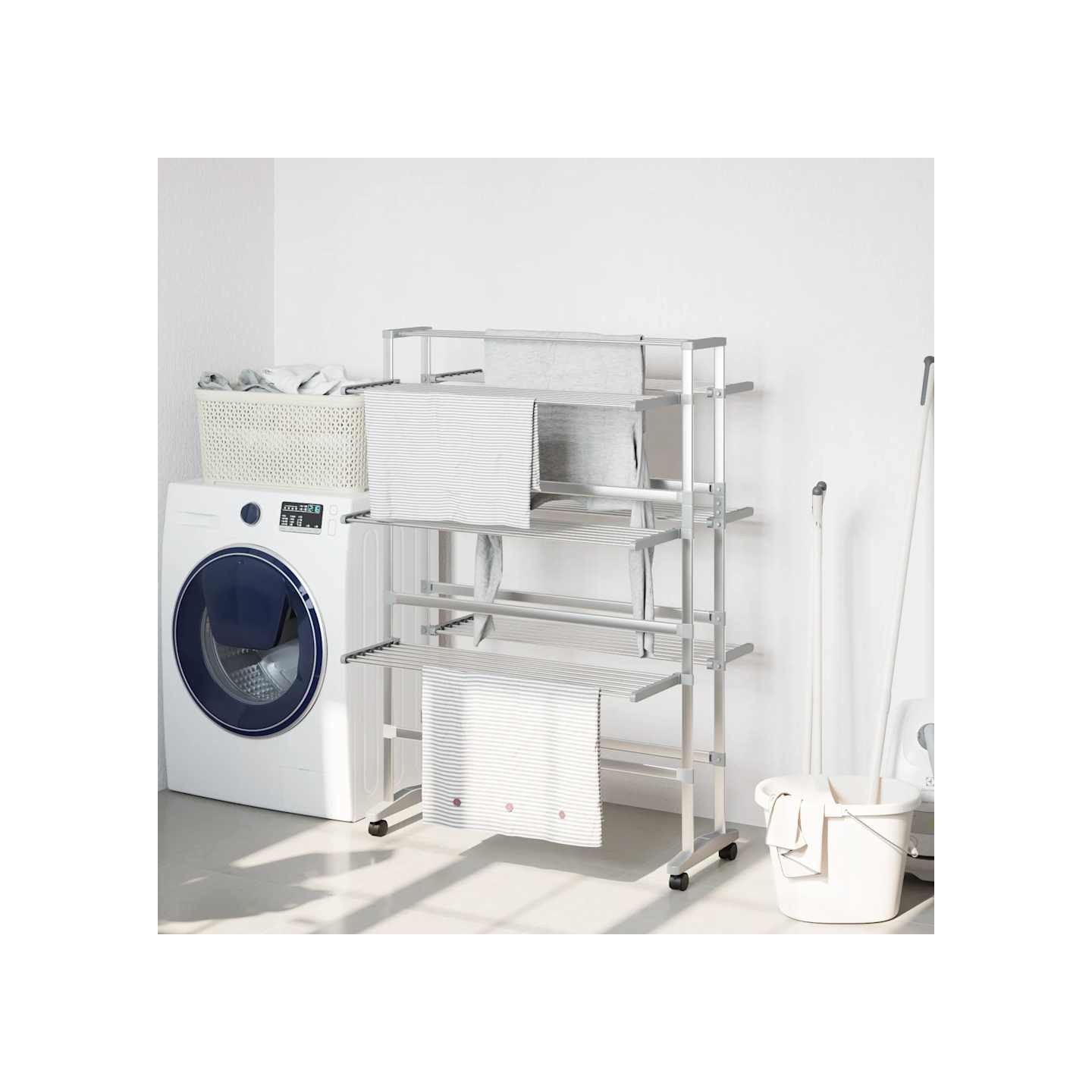 Séchoir à linge avec roues 89x64x129 cm aluminium