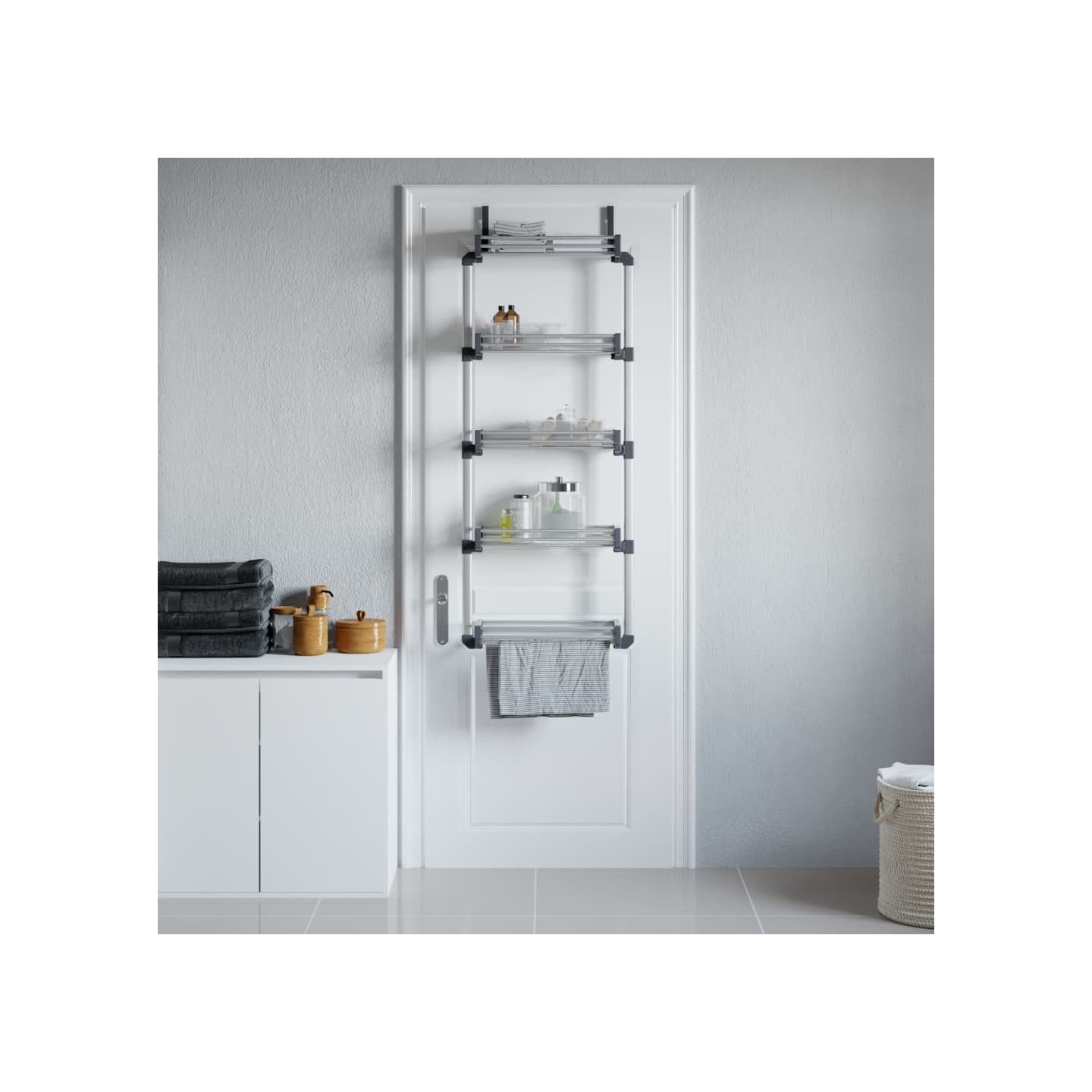 Organisateur de porte avec 5 étagères 52x20x135 cm aluminium