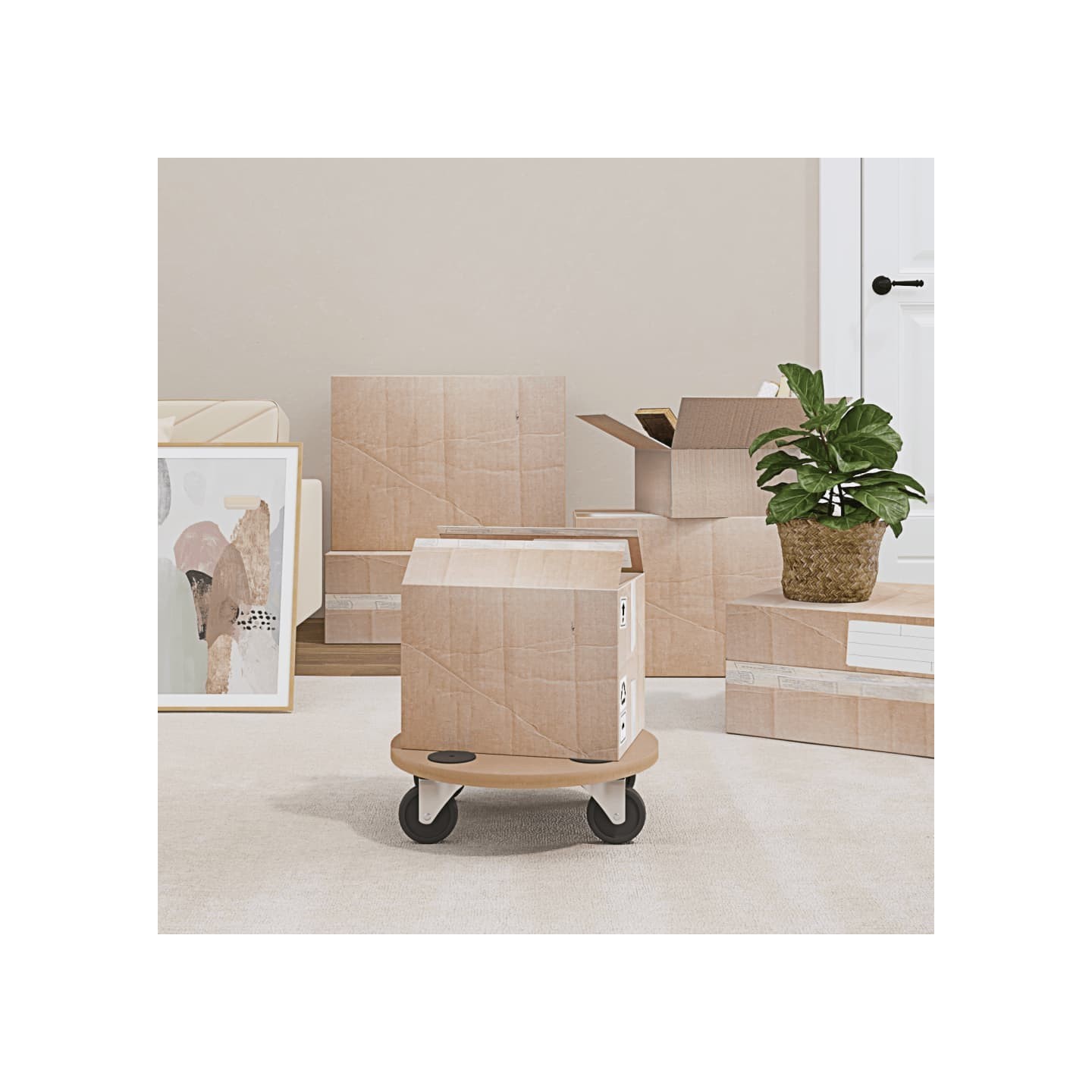 Chariots sur roulettes 2 pcs rond bois d'ingénierie