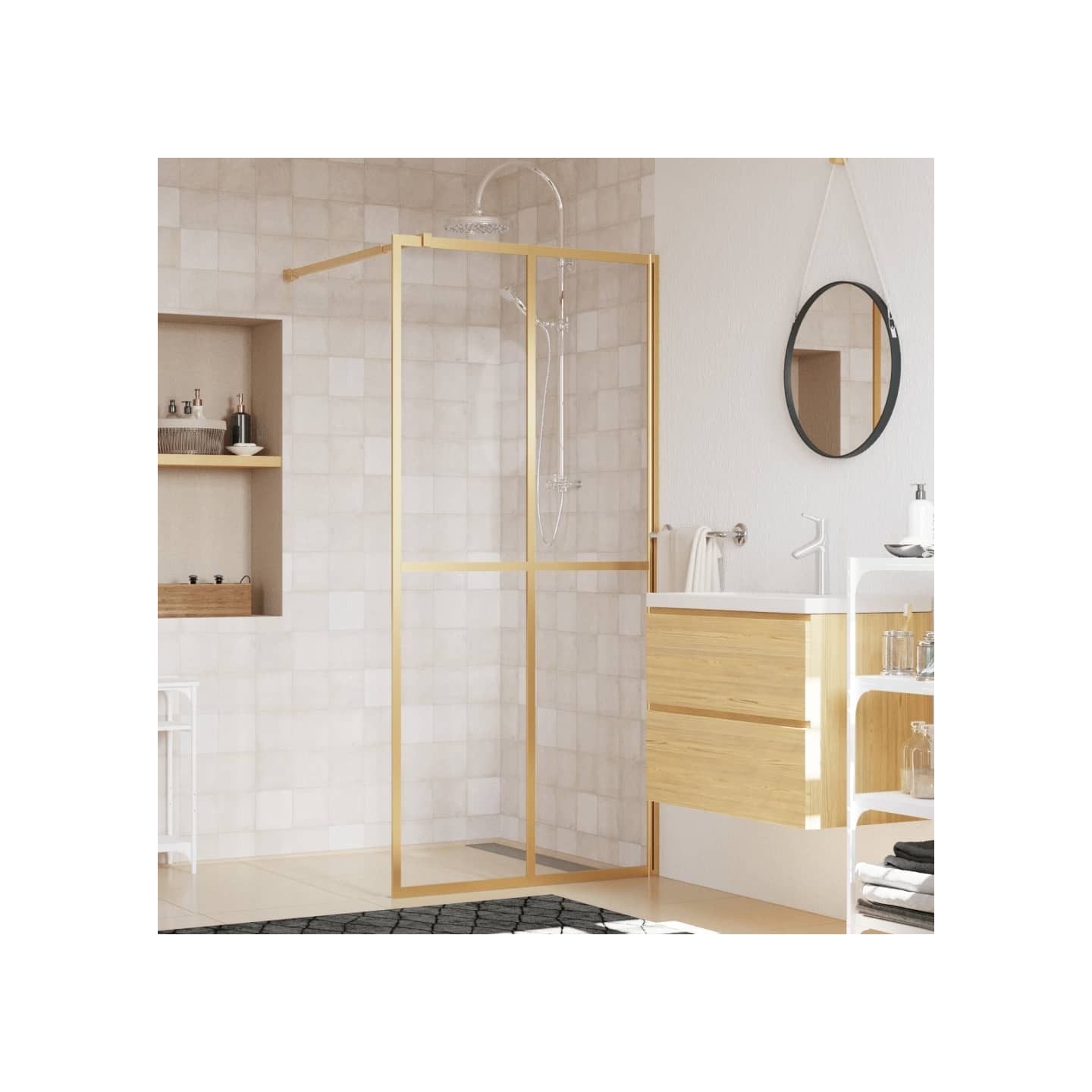 Paroi de douche avec verre ESG transparent doré 100x195 cm