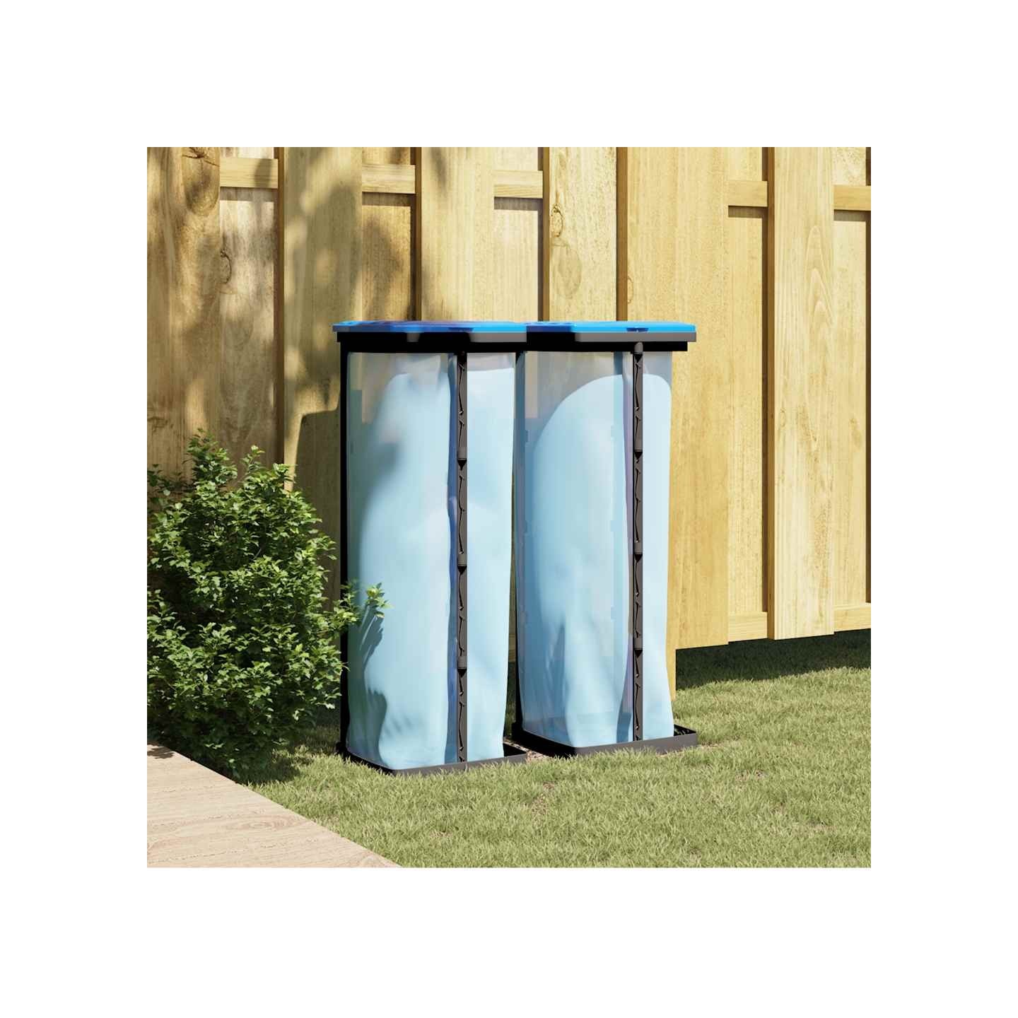 Porte-sacs poubelles 2 pcs noir et bleu 120 L PP