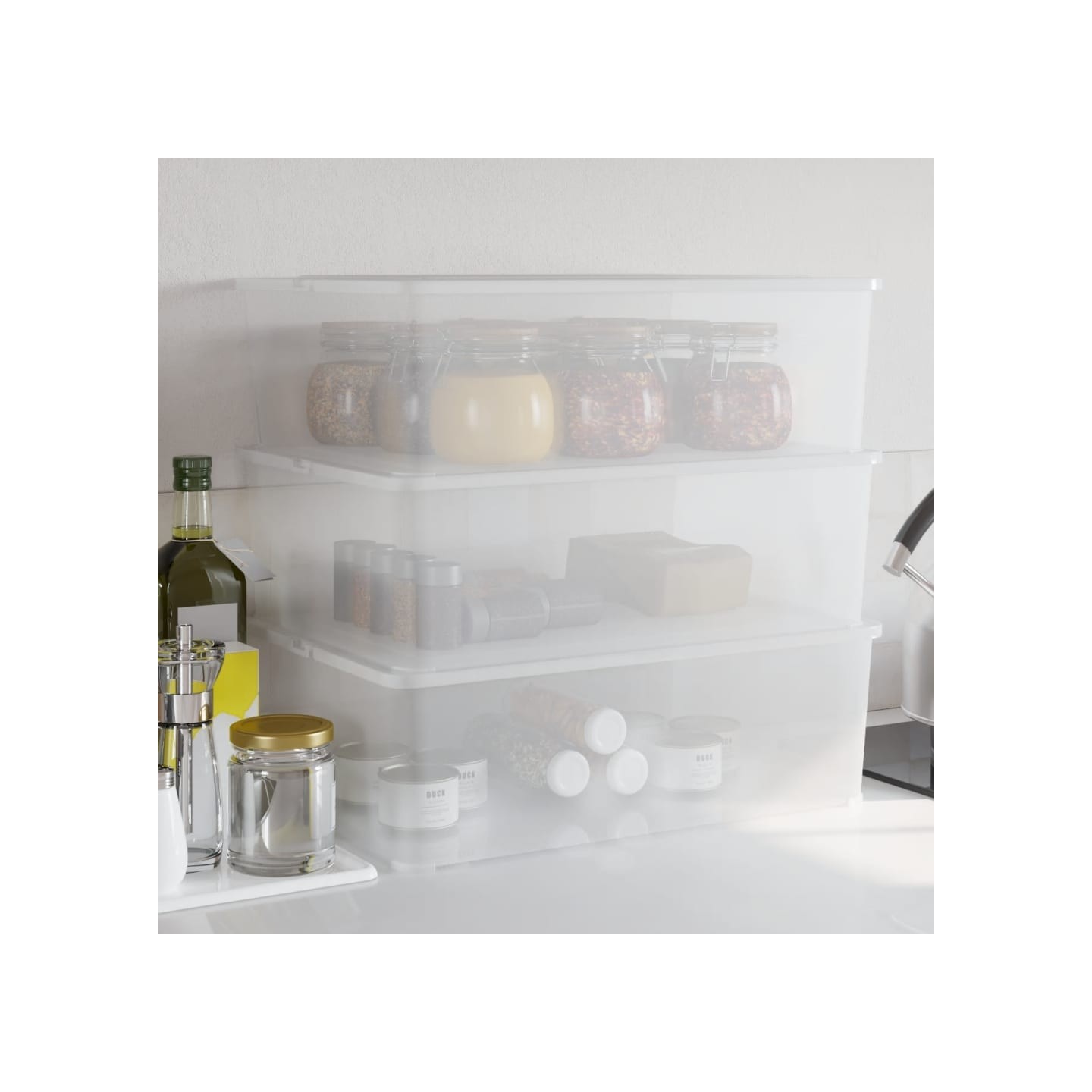 Boîtes de rangement en plastique 3 pcs 25 L empilables