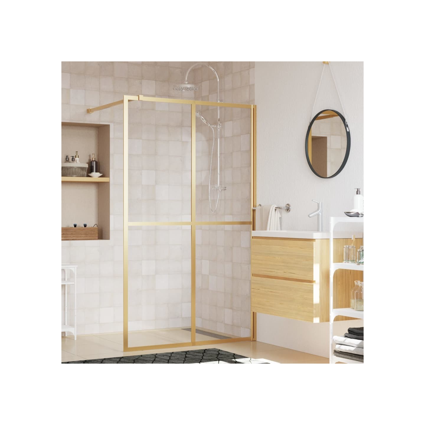 Paroi de douche avec verre ESG transparent doré 118x195 cm