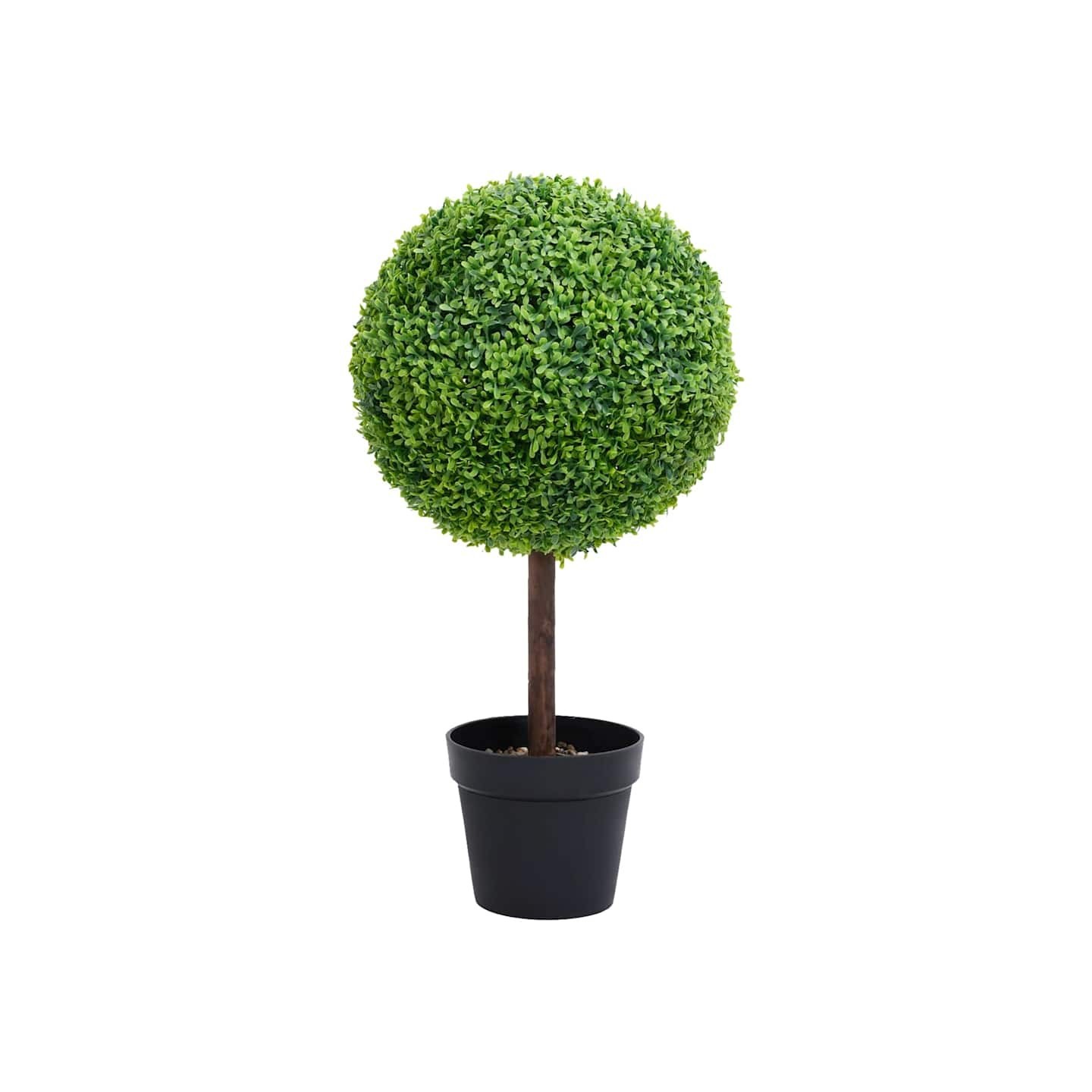 Plante de buis artificiel avec pot Forme de boule Vert 50 cm