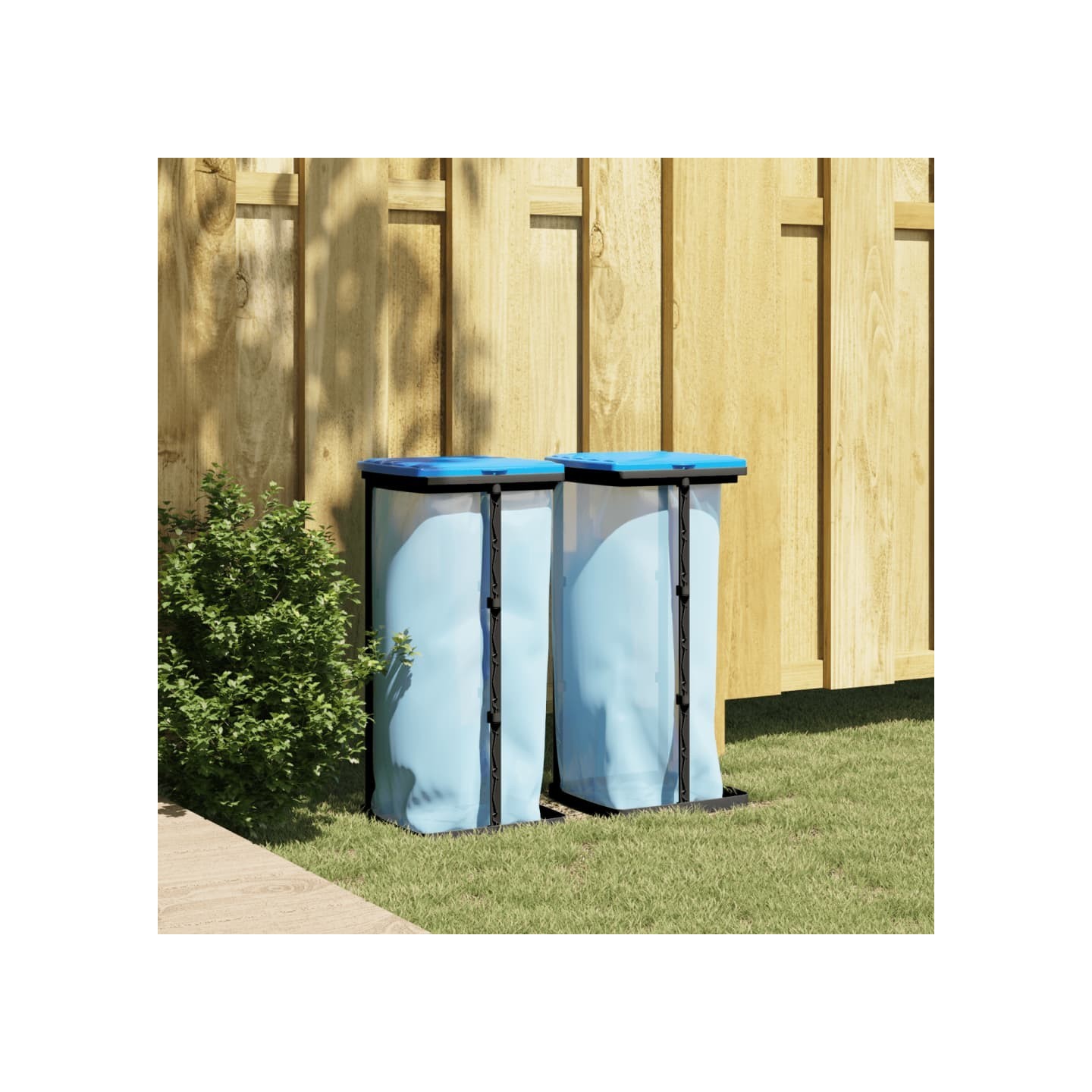 Porte-sacs poubelles 2 pcs noir et bleu 60 L PP