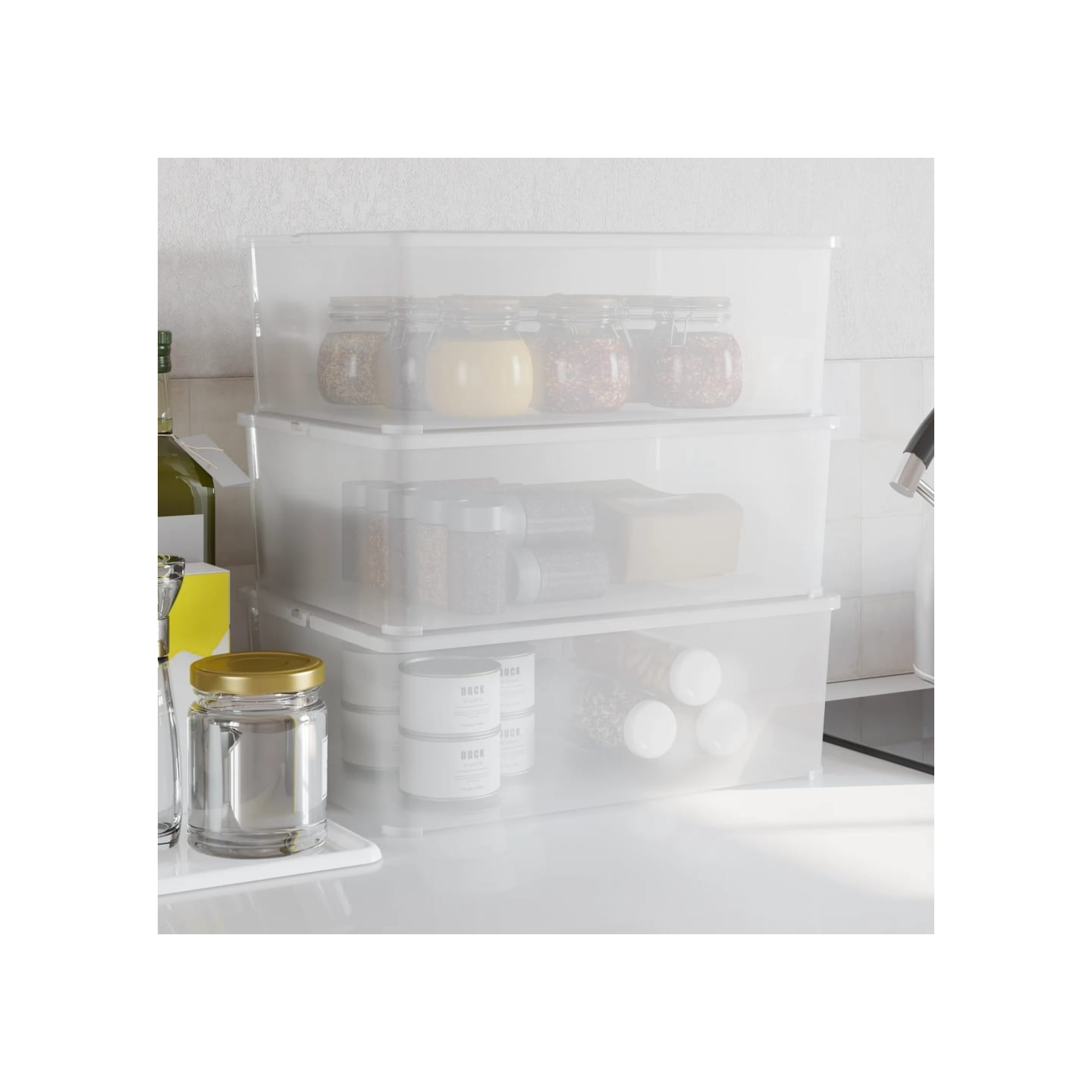 Boîtes de rangement en plastique 3 pcs 10 L empilables