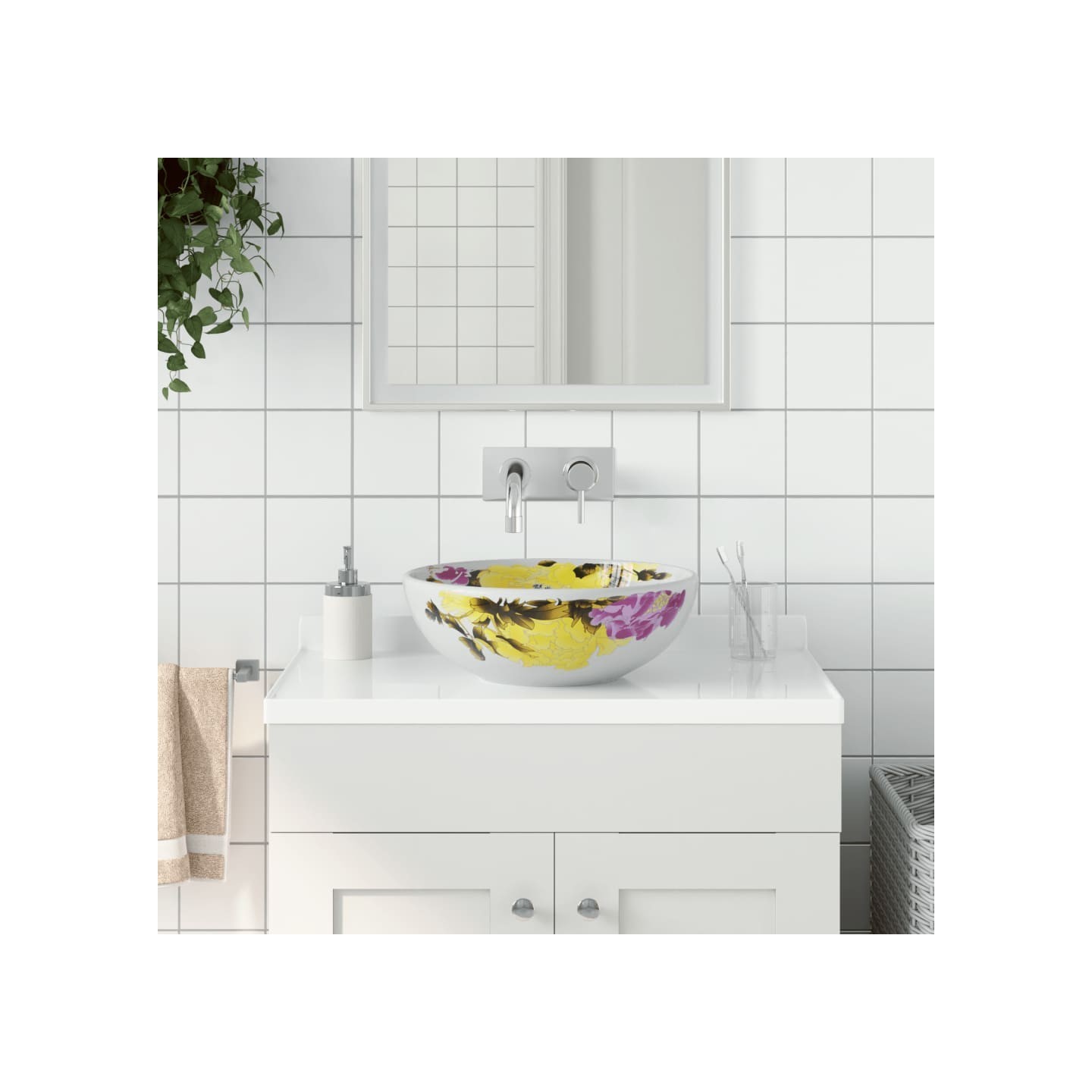 Vasque à poser multicolore rond Φ41x14 cm céramique
