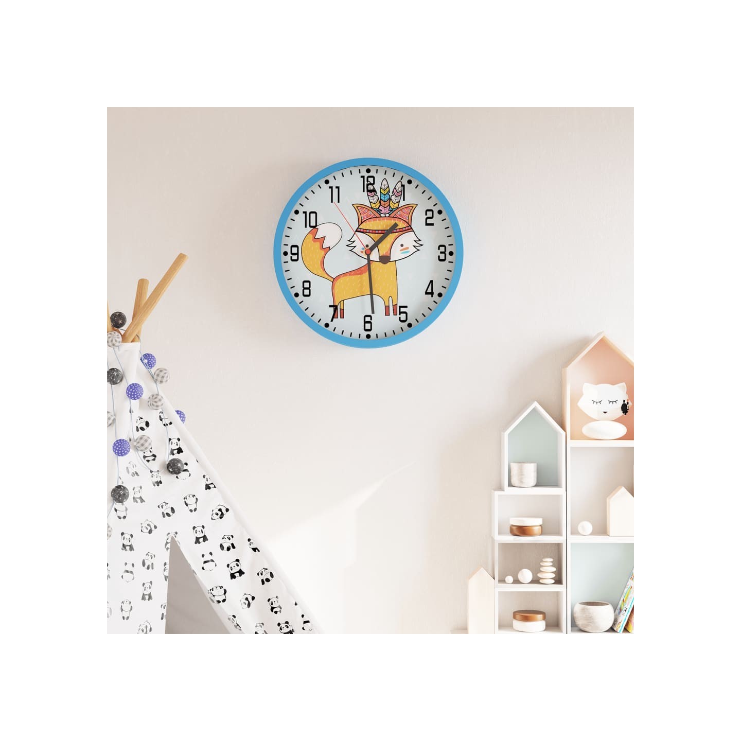 Horloge murale bleu Ø25,5 cm polystyrène et verre