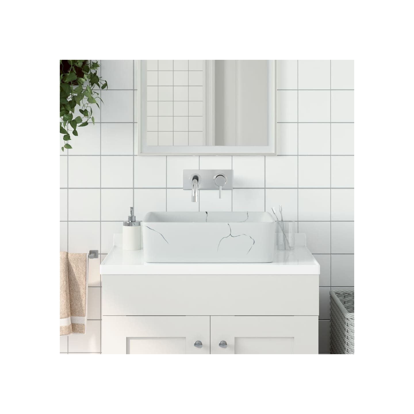 Vasque à poser blanc rectangulaire 46x35,5x13 cm céramique