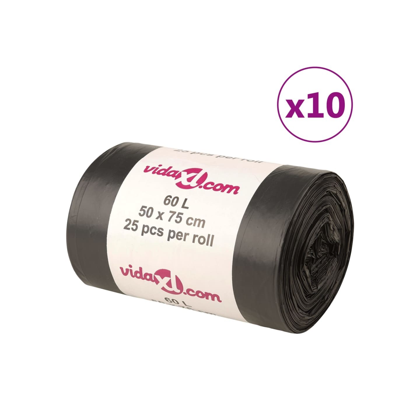 Sacs poubelles 250 pcs noir 60 L