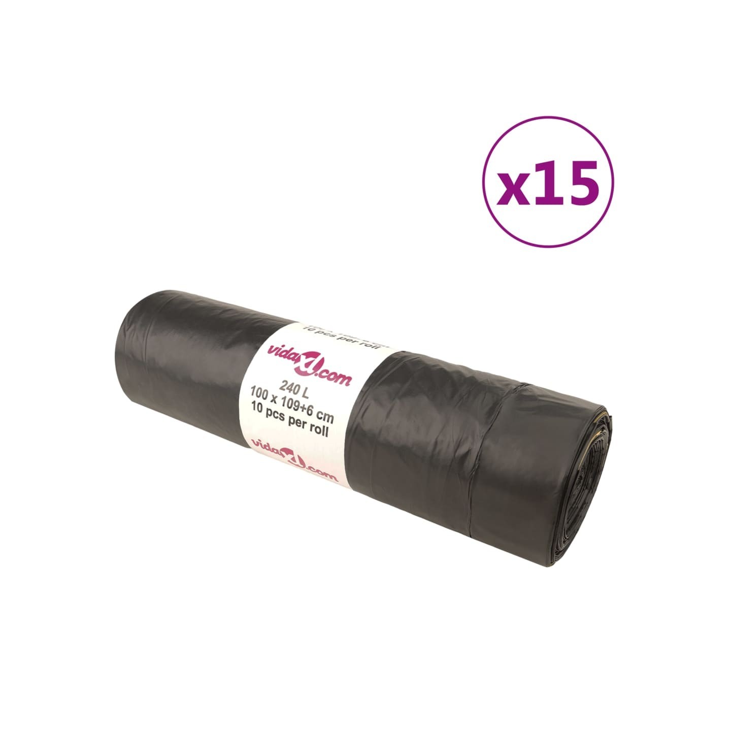 Sacs poubelles avec cordons 150 pcs noir 240 L
