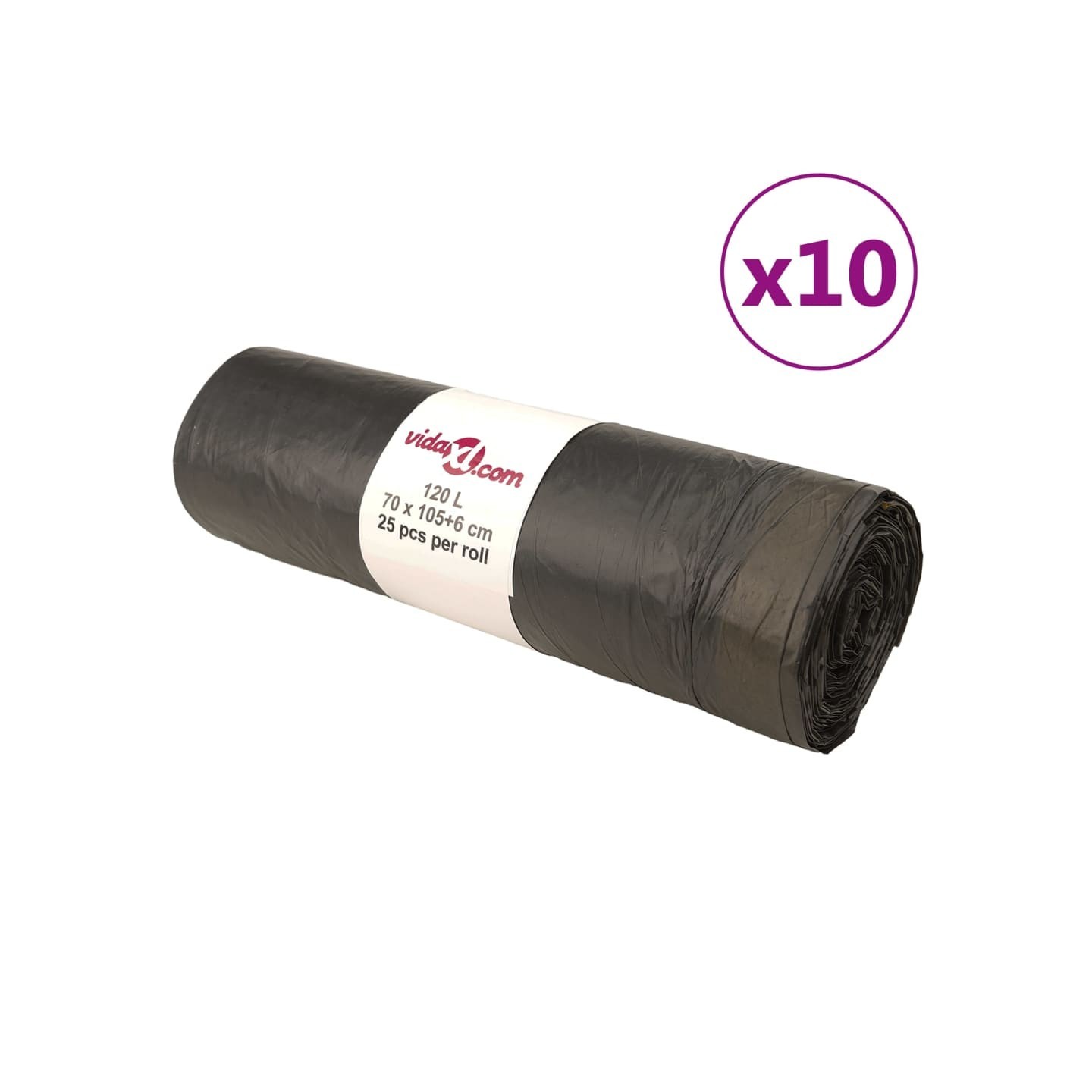Sacs poubelles avec cordons 250 pcs noir 120 L