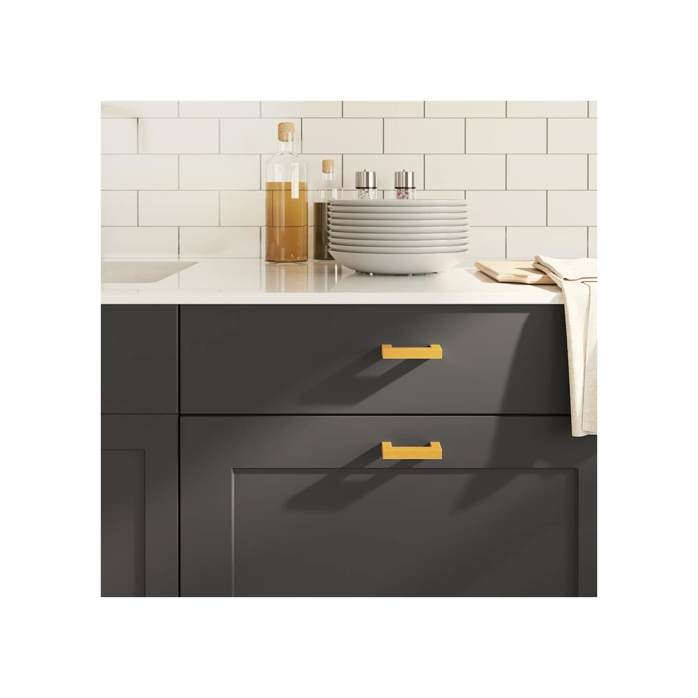 Poignées d'armoire 10 pcs doré 64 mm acier inoxydable