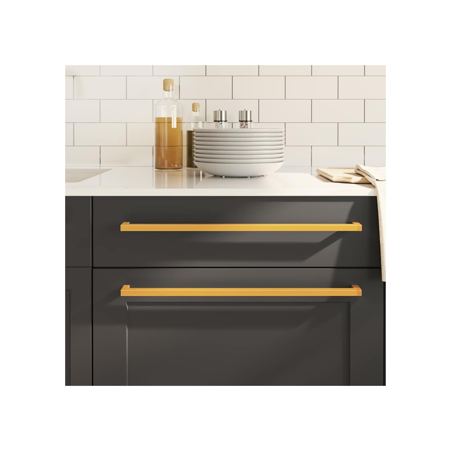 Poignées d'armoire 5 pcs doré 480 mm acier inoxydable