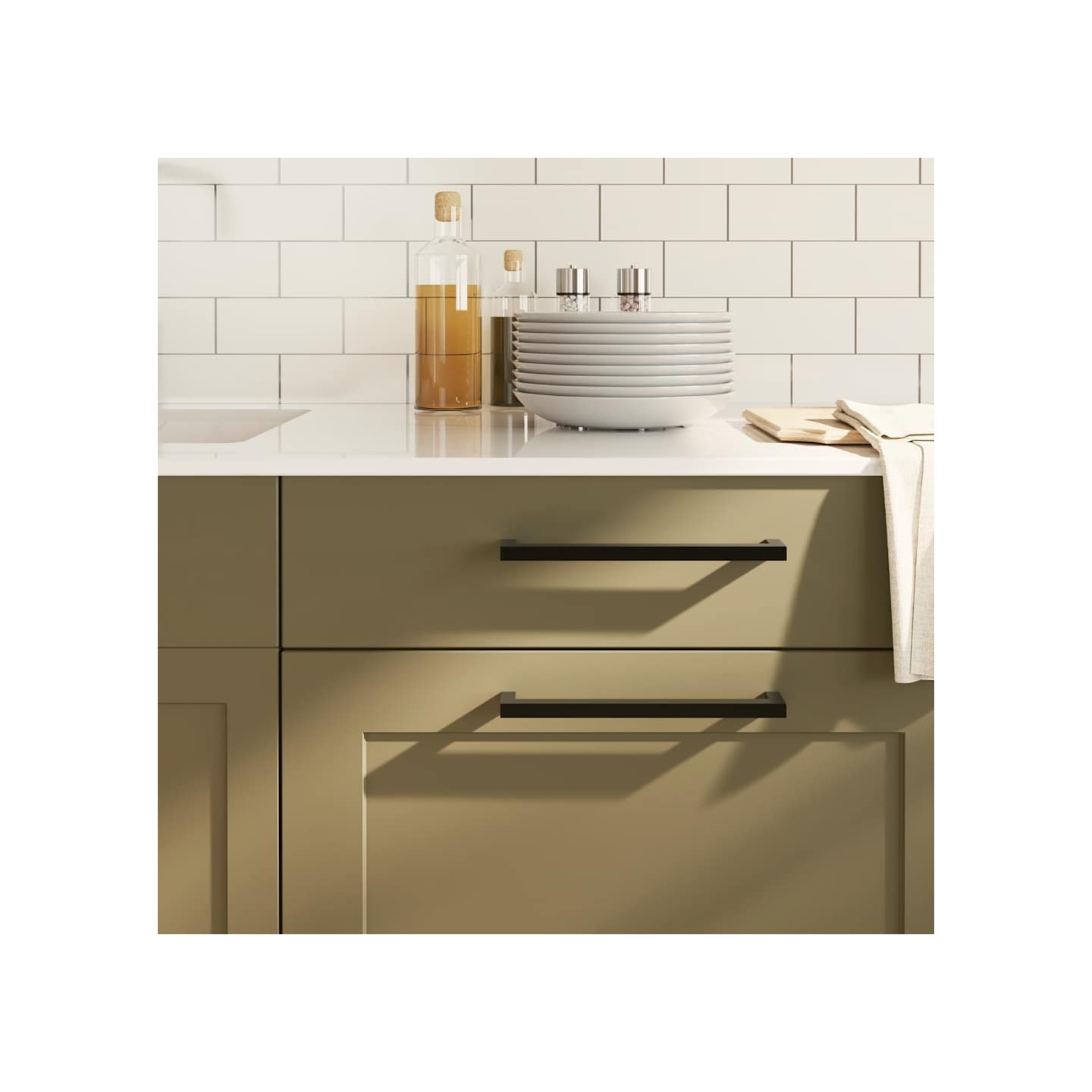 Poignées d'armoire 5 pcs noir 224 mm acier inoxydable