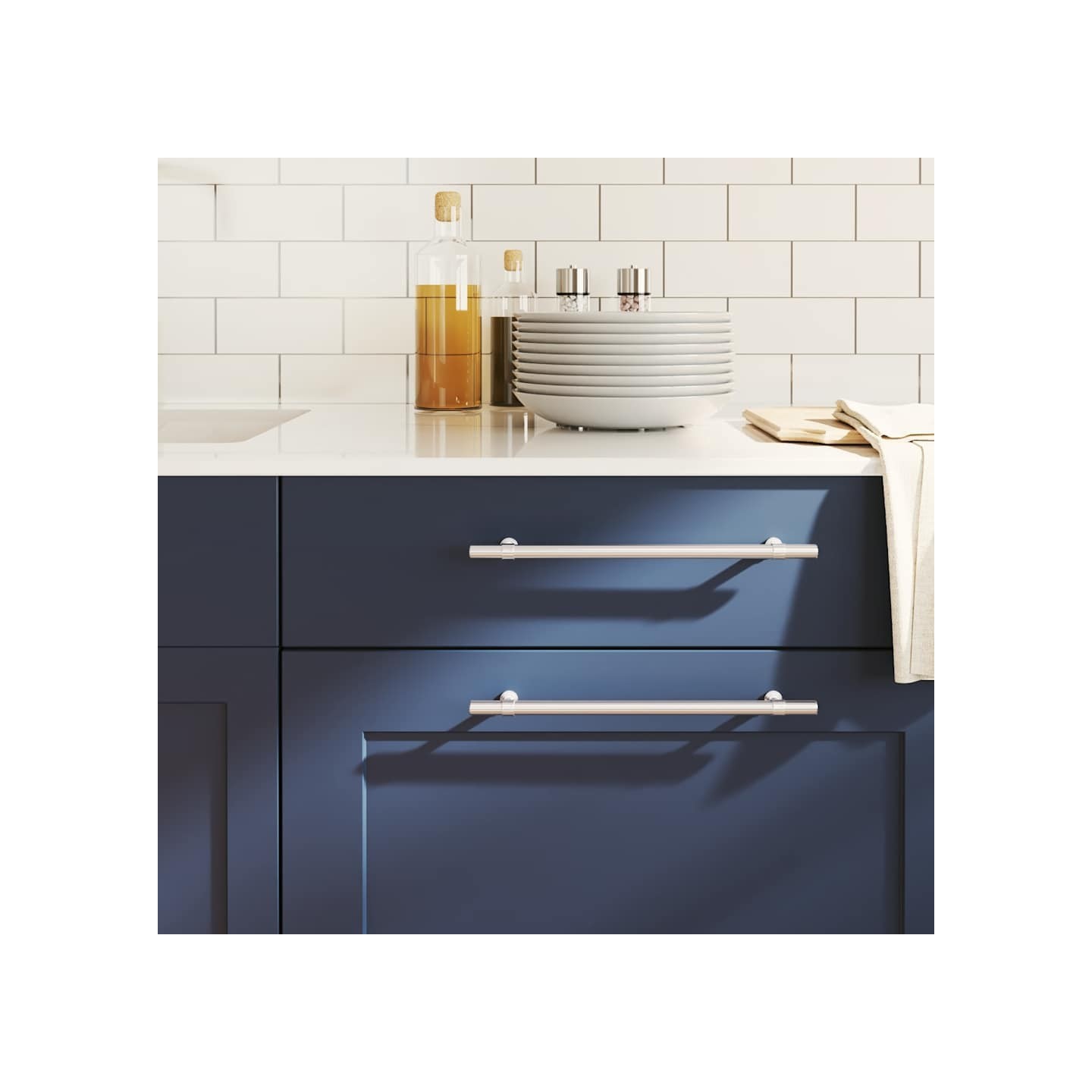 Poignées d'armoire 5 pcs argenté 224 mm acier inoxydable