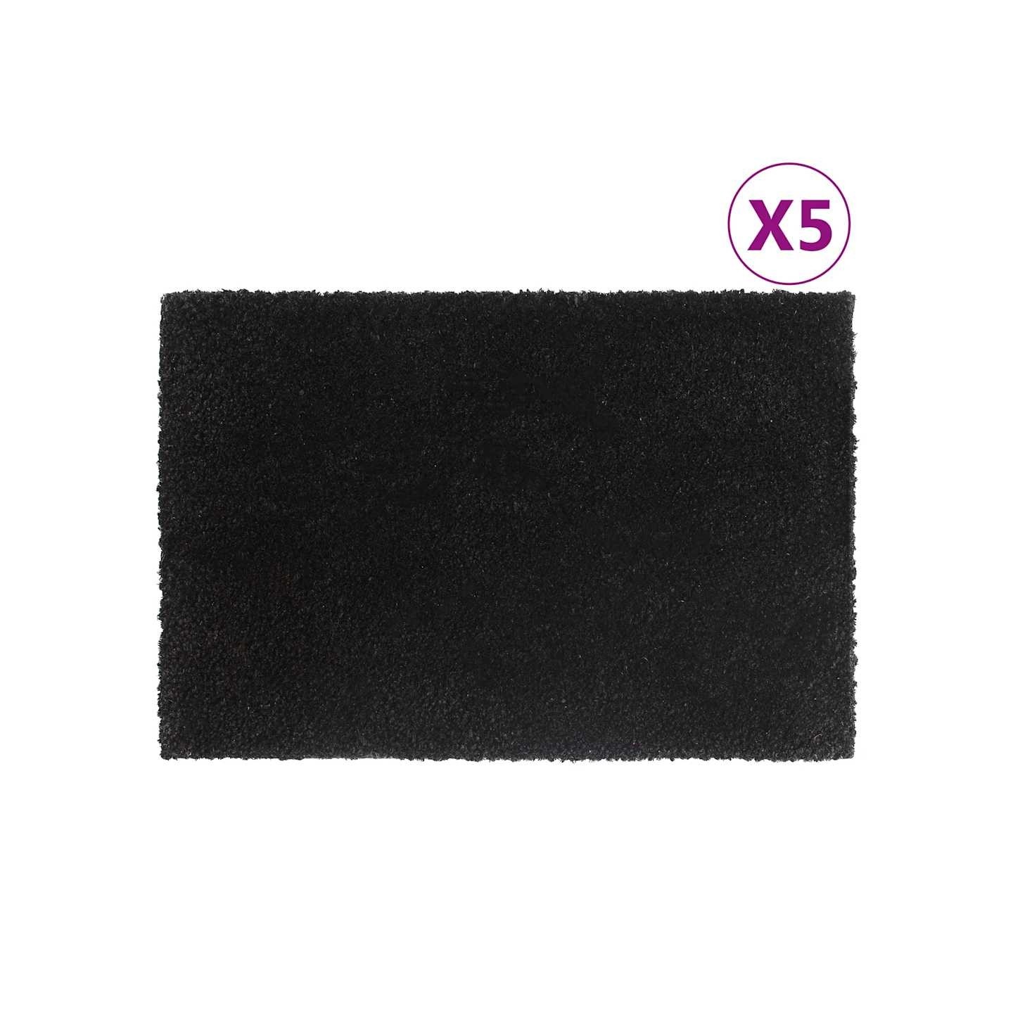 Tapis de porte 5 pcs noir 40x60 cm fibre de coco touffeté