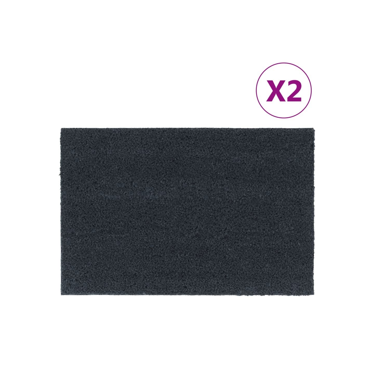 Tapis de porte 2 pcs gris foncé 40x60 cm fibre de coco touffeté