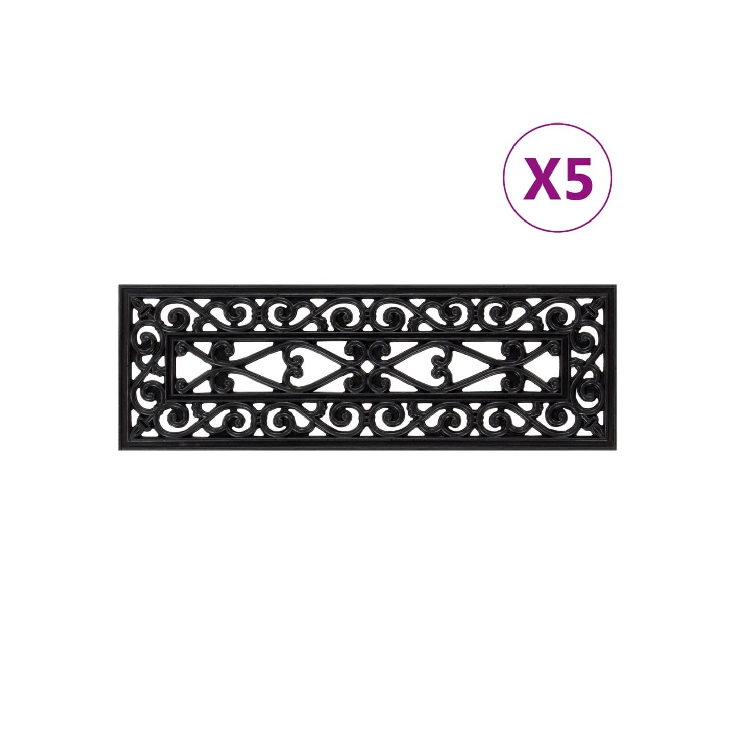 Marches d'escalier 5 pcs 25x75 cm caoutchouc