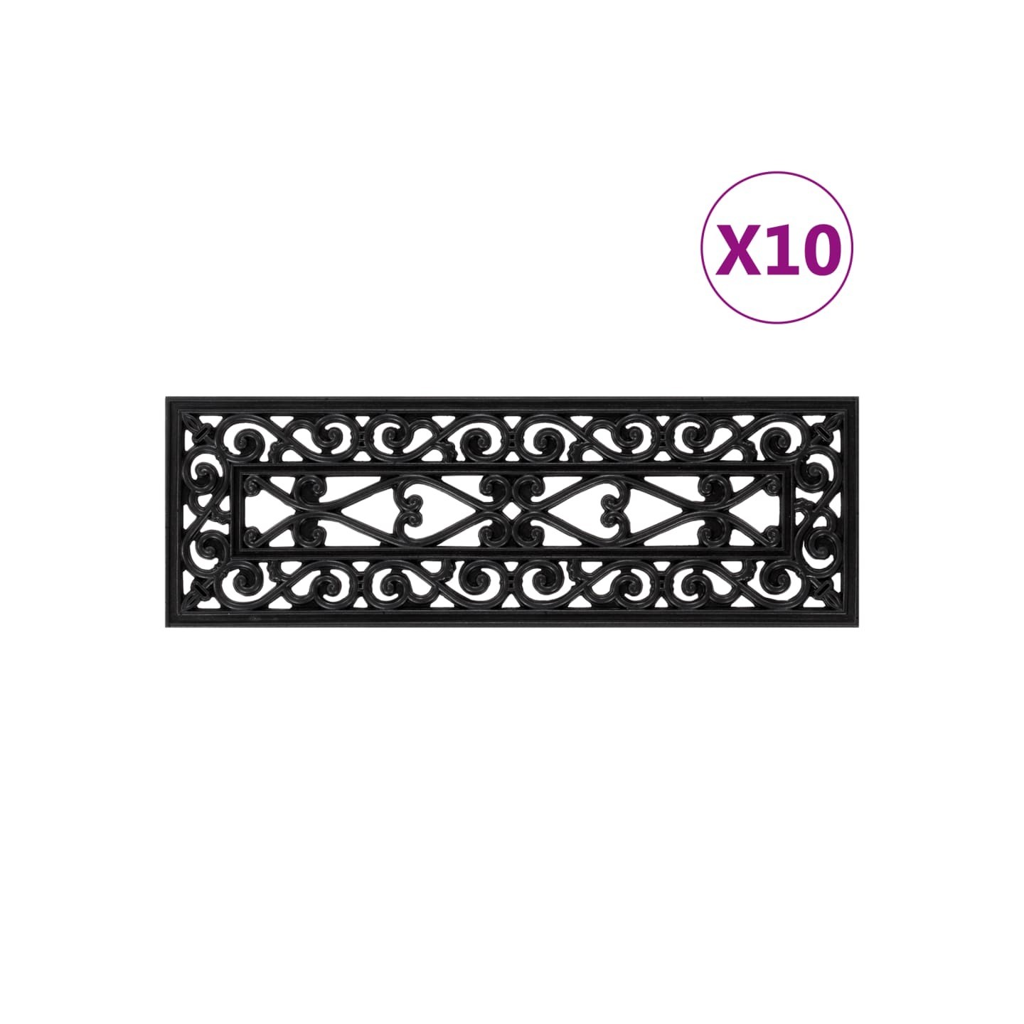 Marches d'escalier 10 pcs 25x75 cm caoutchouc