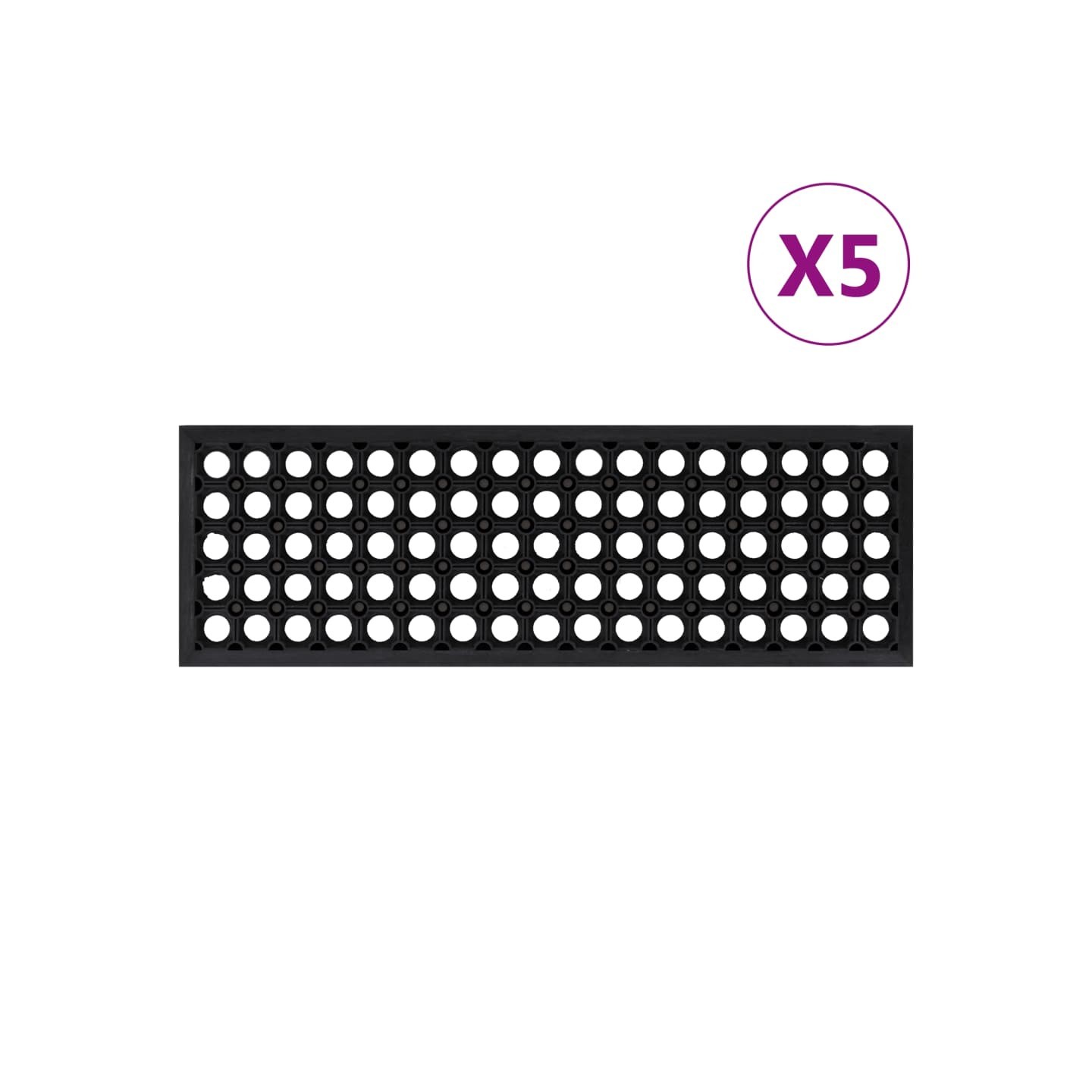 Marches d'escalier 5 pcs 25x75 cm caoutchouc