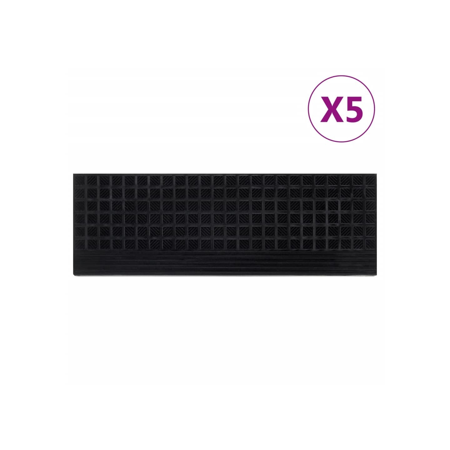 Marches d'escalier 5 pcs 25x75 cm caoutchouc