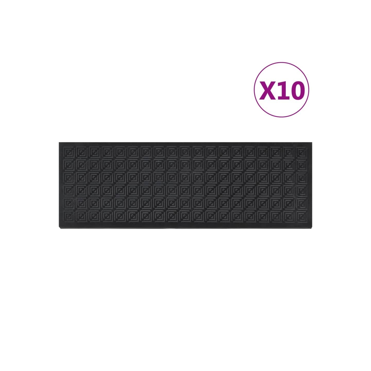 Marches d'escalier 10 pcs 25x75 cm caoutchouc
