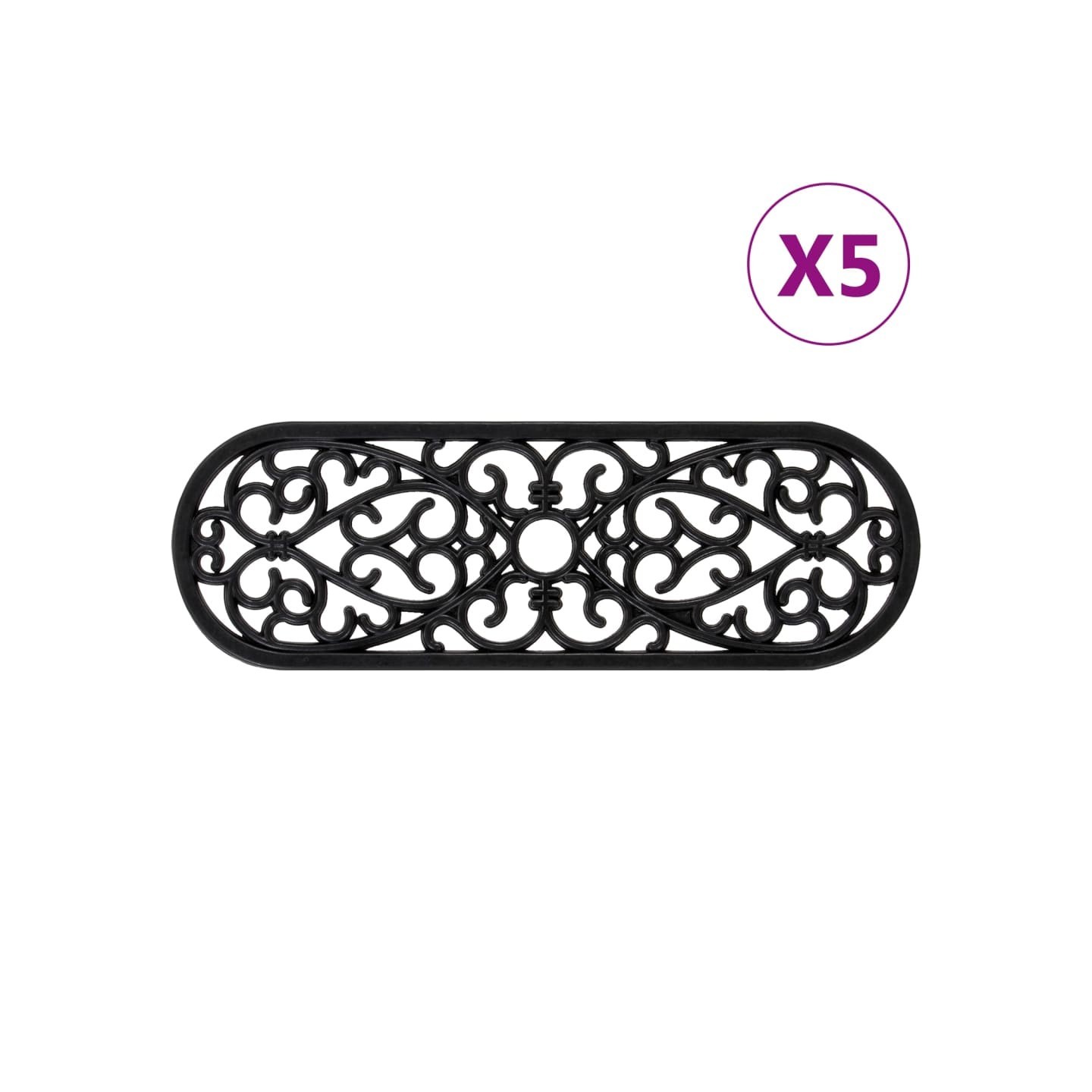 Marches d'escalier 5 pcs 25x75 cm caoutchouc