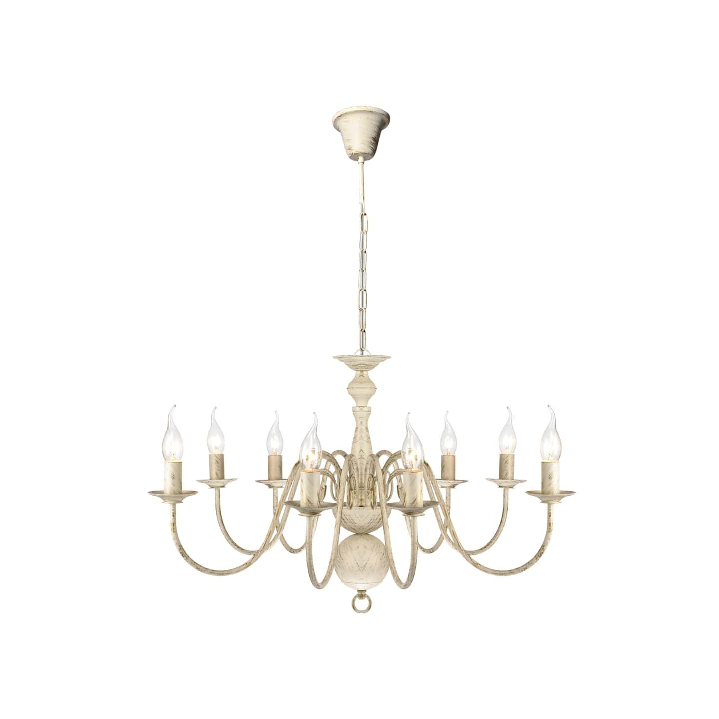 Lustre en métal blanc antique 8 x E14 ampoules