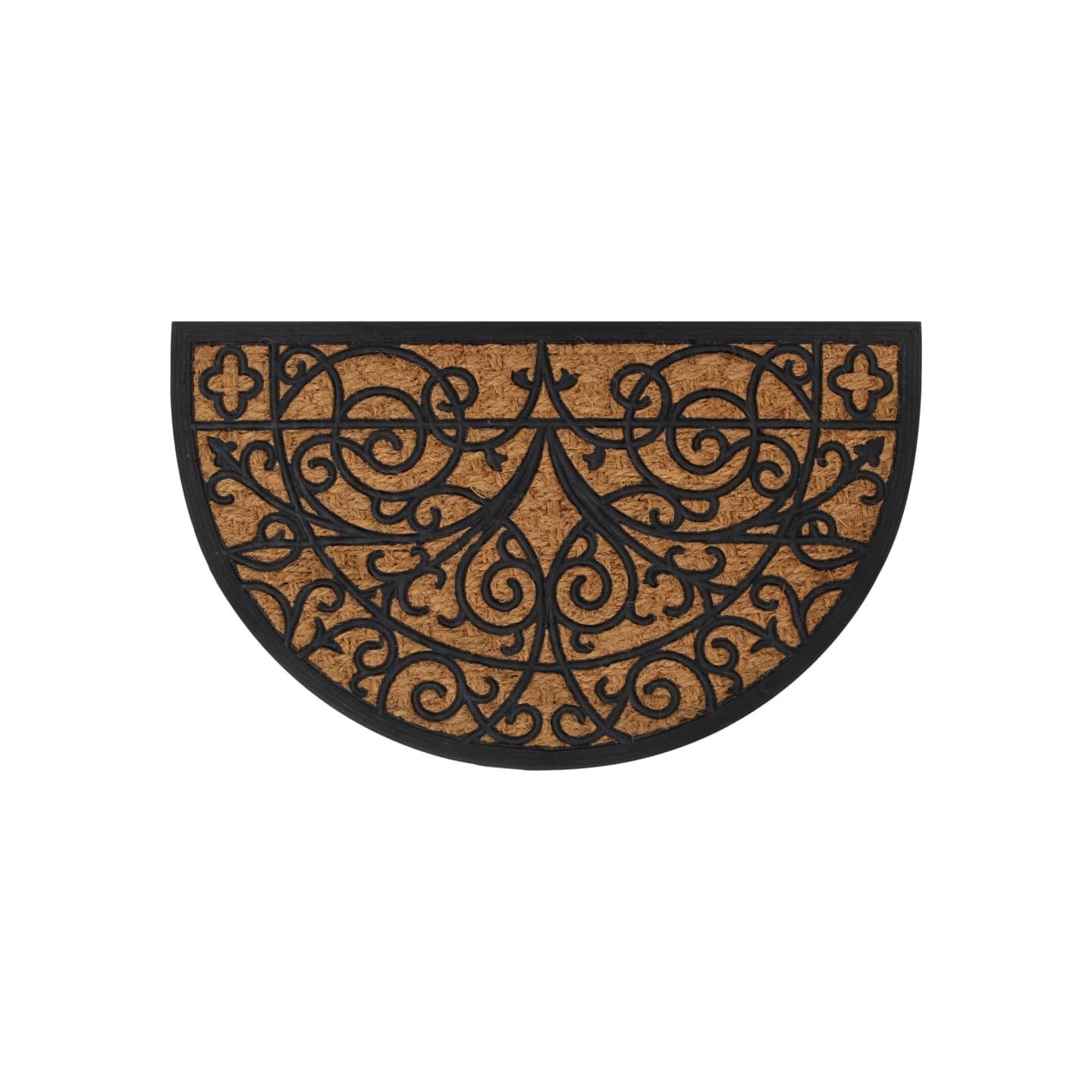 Tapis de porte demi-rond 45x75 cm caoutchouc et fibre de coco