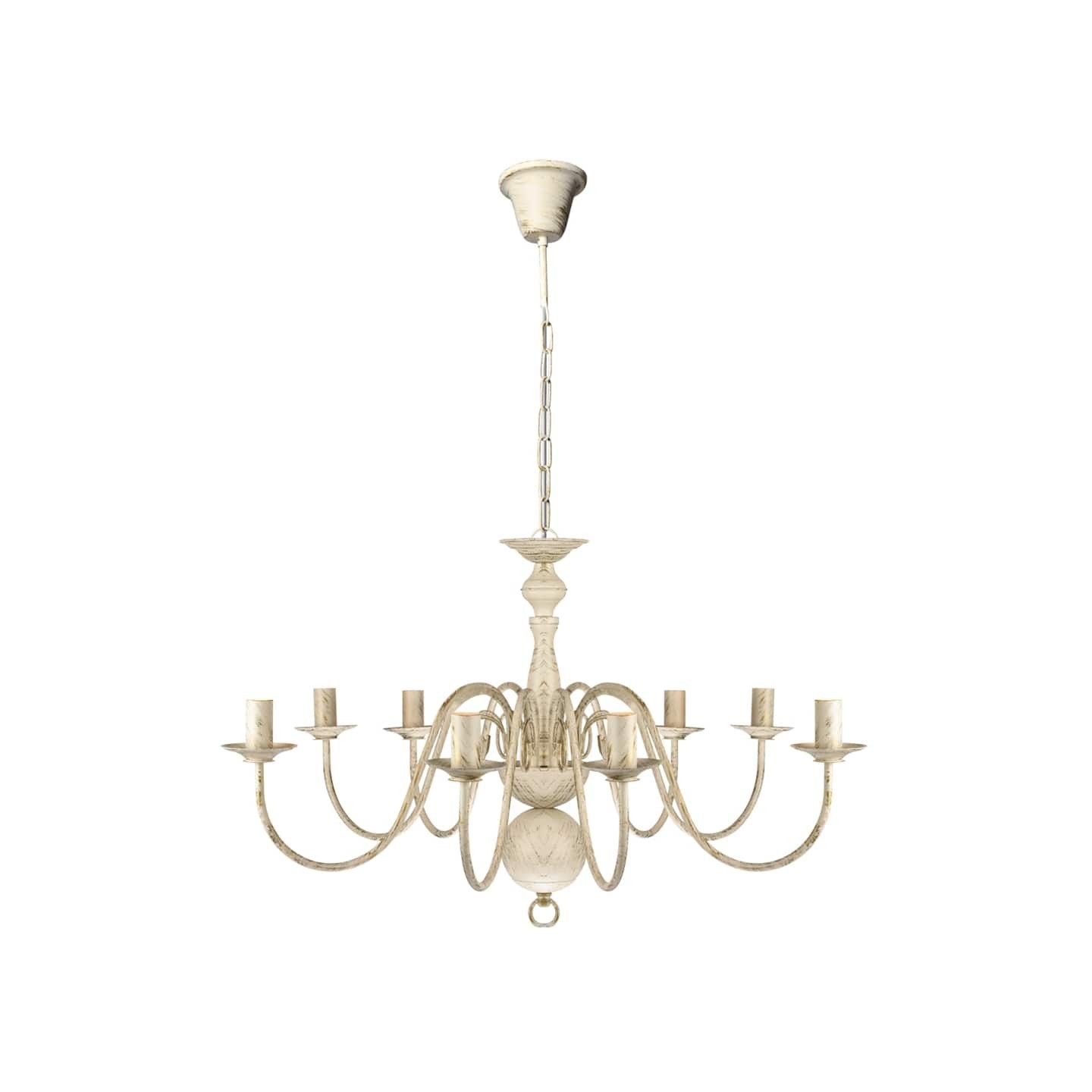 Lustre en métal blanc antique 8 x E14 ampoules