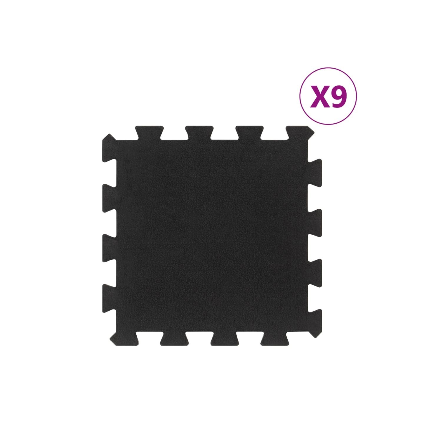 Carreaux de sol caoutchouc 9 pcs noir 16 mm 30x30 cm