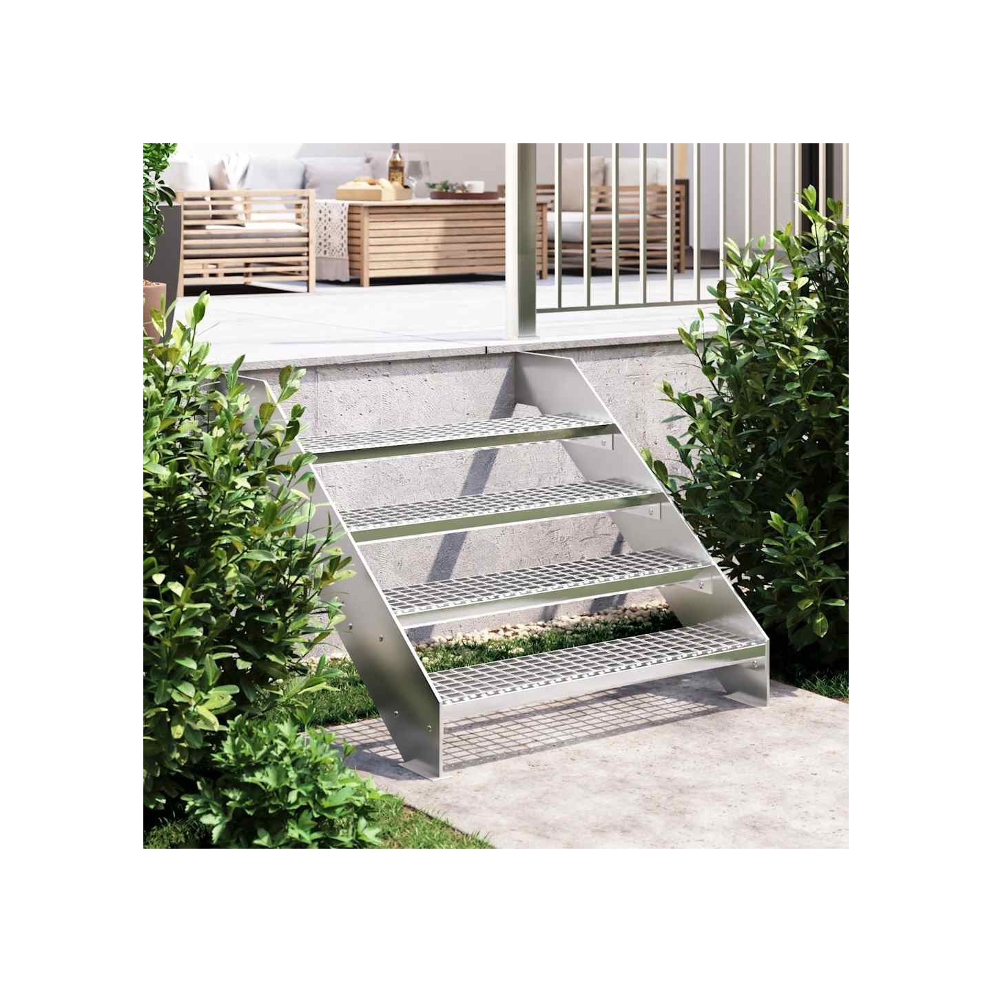 Escalier en caillebotis 90x24x7 cm acier galvanisé