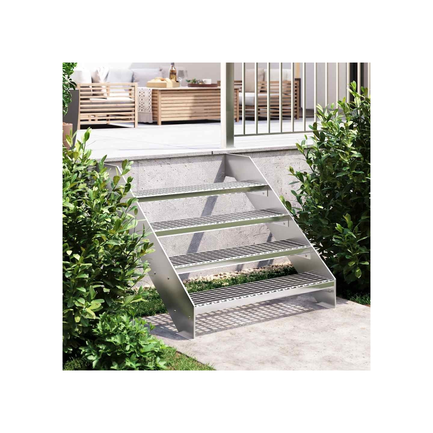 Escalier en caillebotis 90x24x7 cm acier galvanisé