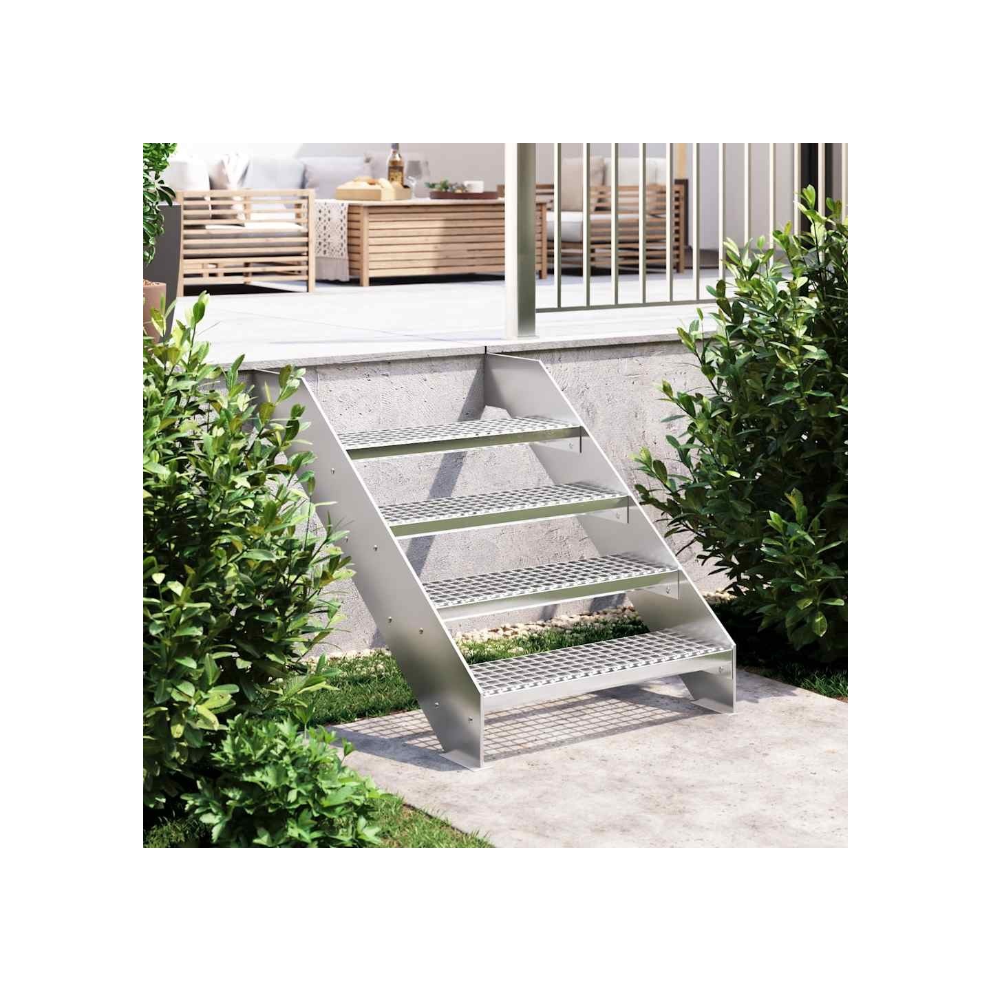Escalier en caillebotis 70x24x7 cm acier galvanisé