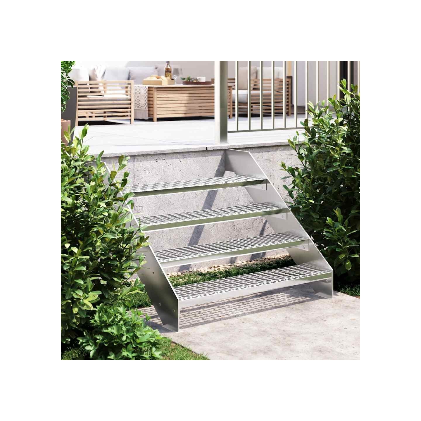 Escalier en caillebotis 100x24x7 cm acier galvanisé