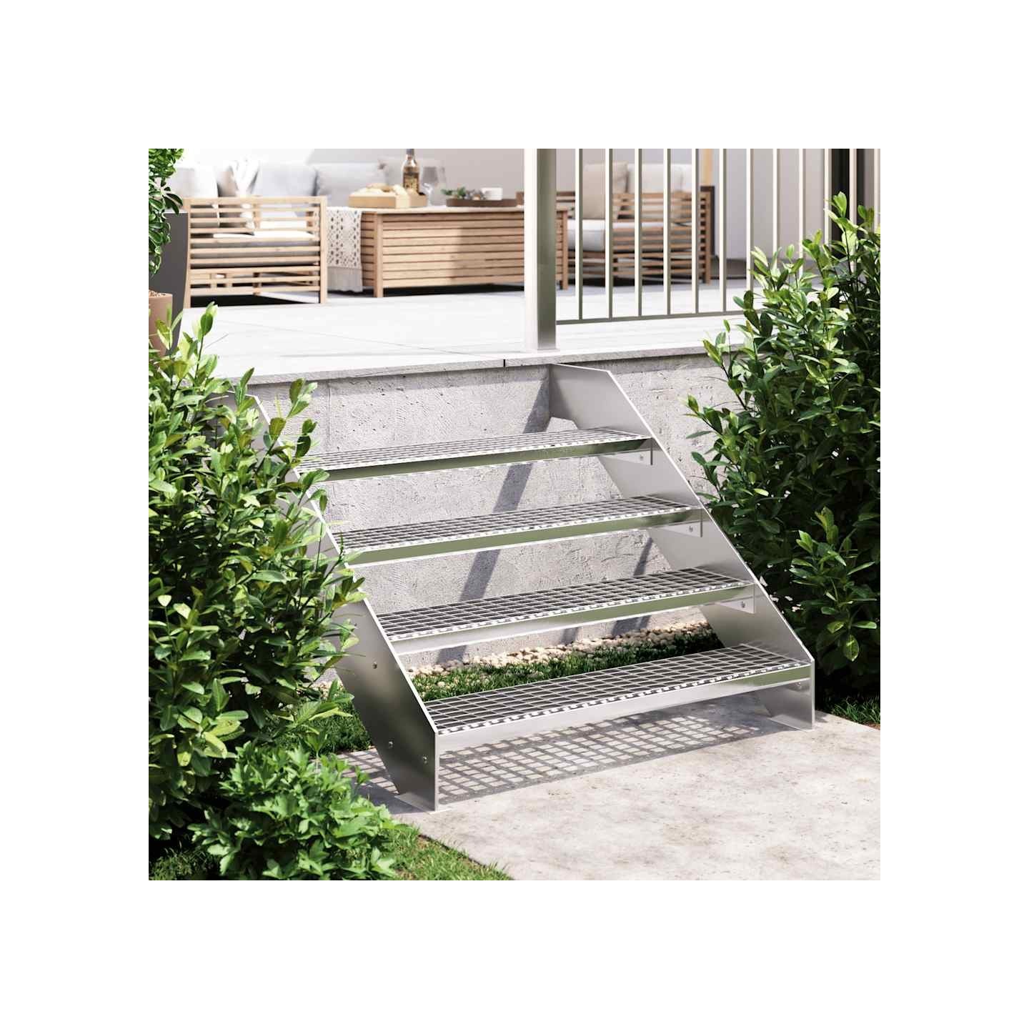 Escalier en caillebotis 100x24x7 cm acier galvanisé