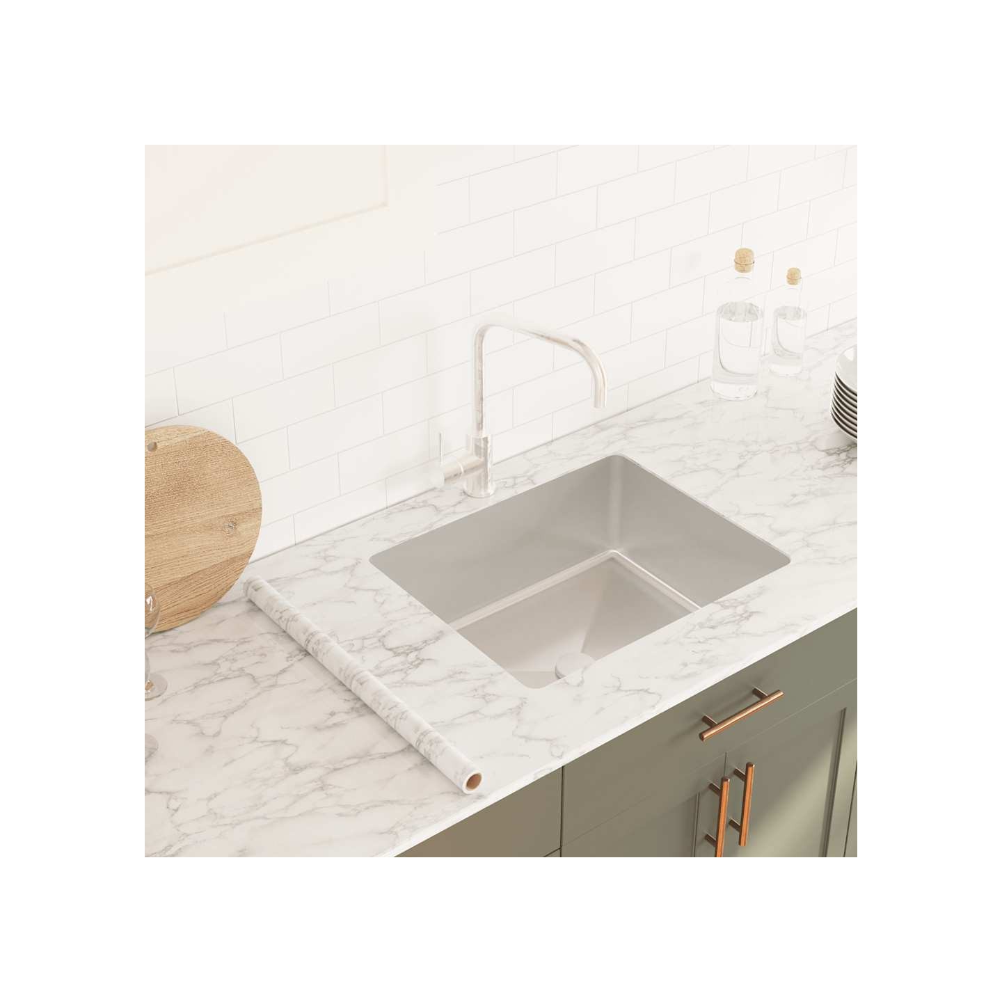 Autocollant auto-adhésif pour meuble blanc marbré 90x500 cm PVC