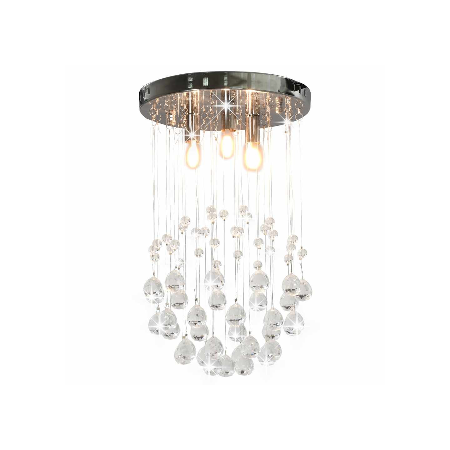 Plafonnier avec perles de cristal Argenté Sphère 3 ampoules G9