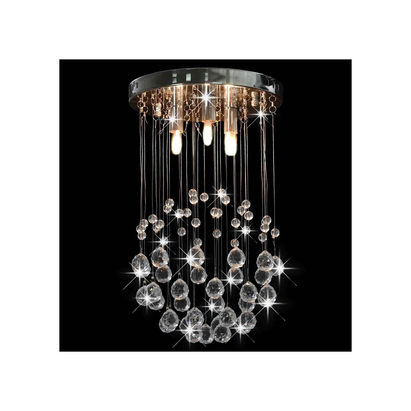 Plafonnier avec perles de cristal Argenté Sphère 3 ampoules G9