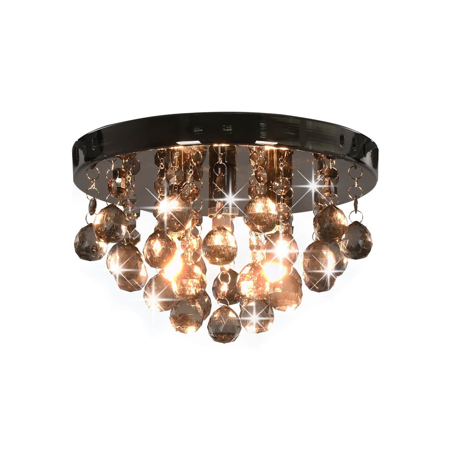 Plafonnier avec perles fumées Noir Rond G9
