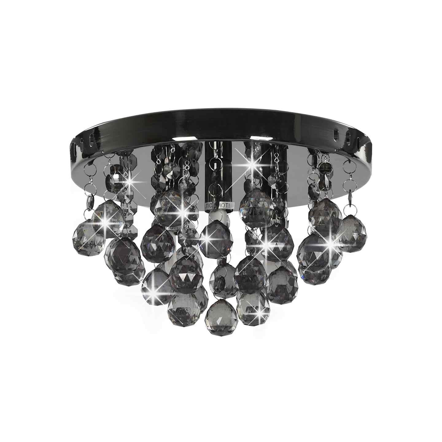 Plafonnier avec perles fumées Noir Rond G9
