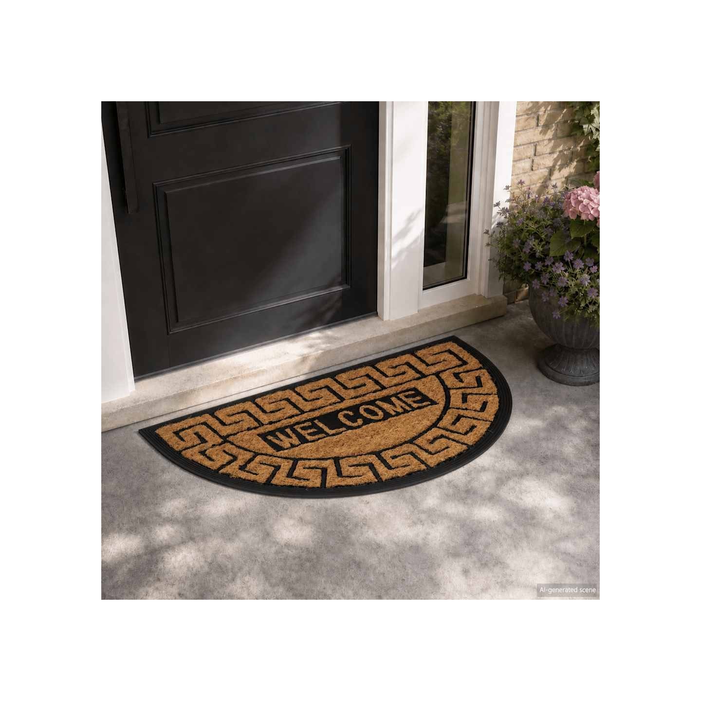 Tapis de porte demi-rond 45x75 cm caoutchouc et fibre de coco