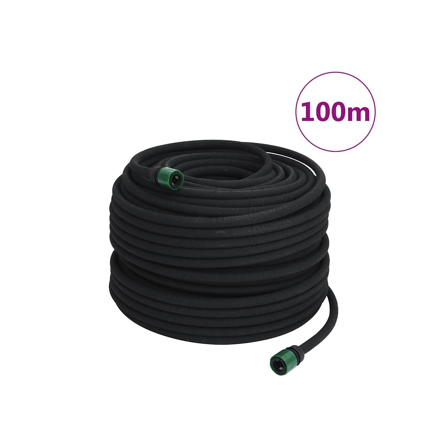 Tuyau d'arrosage de jardin noir 0,6" 100 m caoutchouc