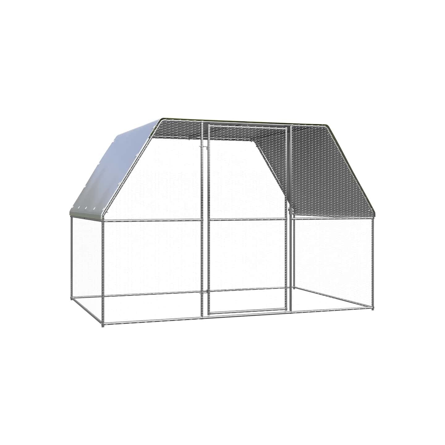 Poulailler argenté et gris 3x2x2 m acier galvanisé