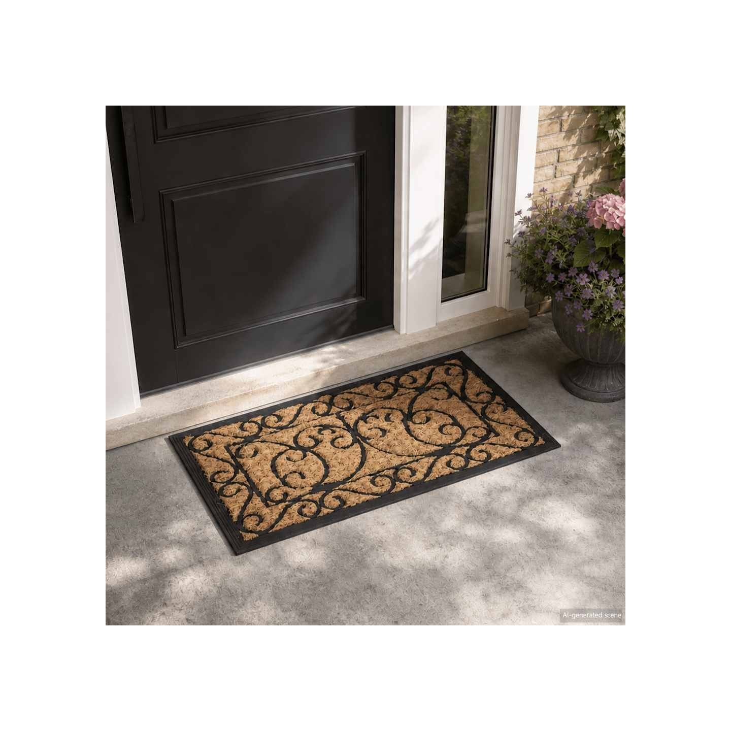 Paillasson rectangulaire 45x75 cm caoutchouc et fibre de coco