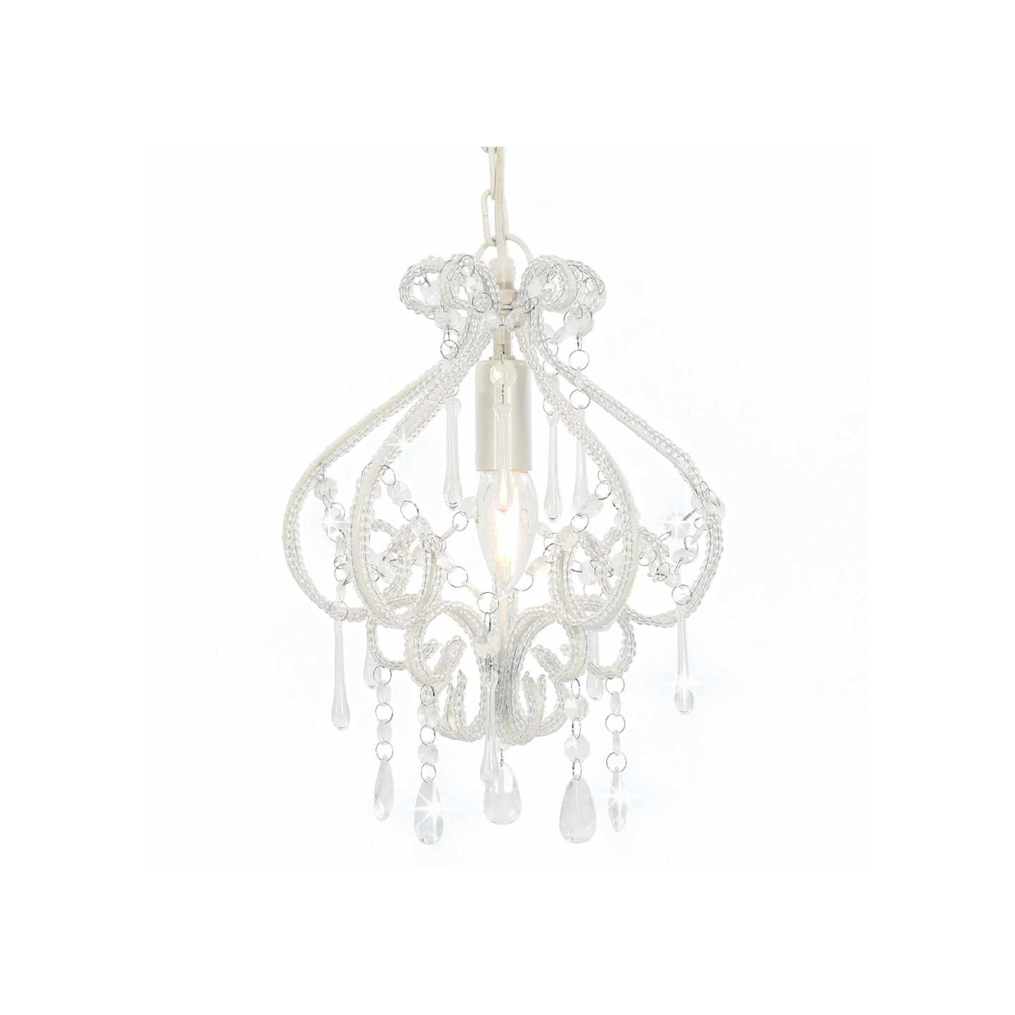 Plafonnier avec perles Blanc Rond E14