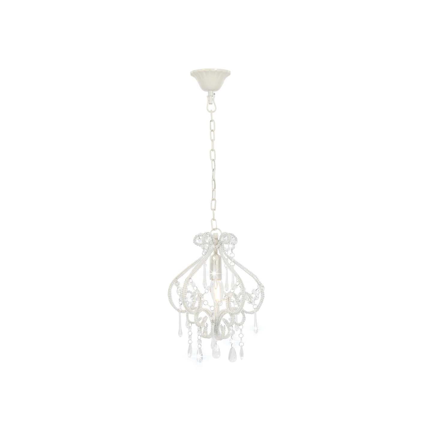 Plafonnier avec perles Blanc Rond E14