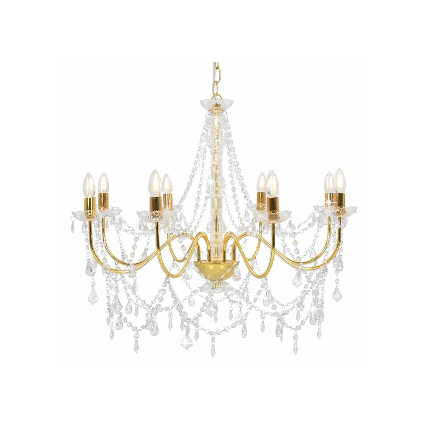Lustre avec perles Doré 8 ampoules E14